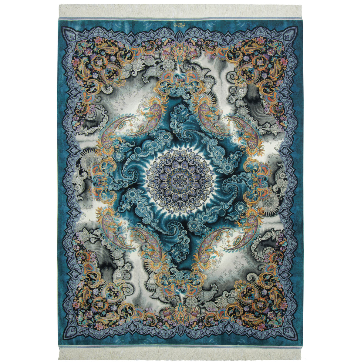 Qom Handmade Carpet by Kafashzadeh, Silk, Light Gray, 152 × 202 cm — 1016748