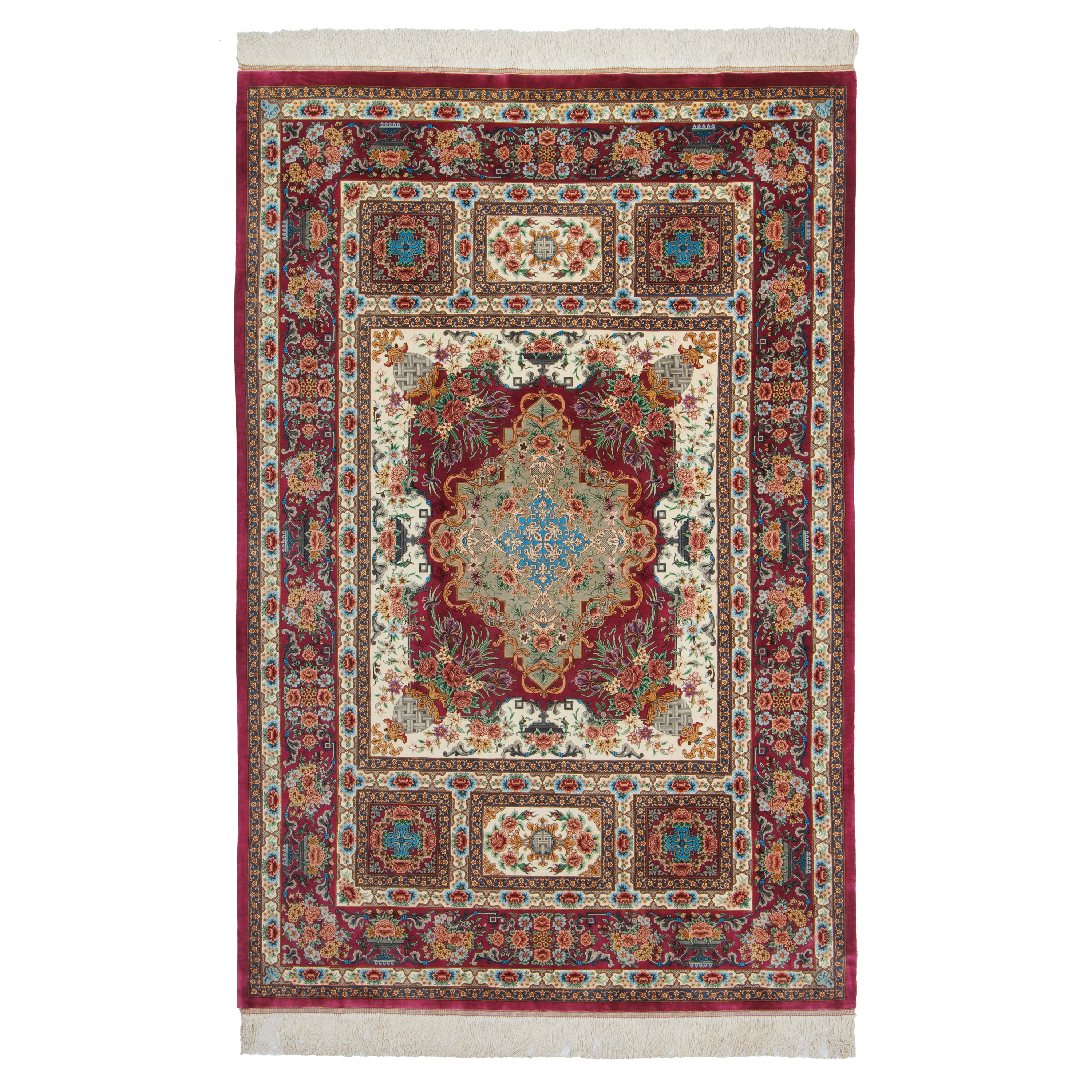 Qom Handmade Carpet — Toranj-dar | Full Silk | 145 × 220 cm | SKU 10301472
