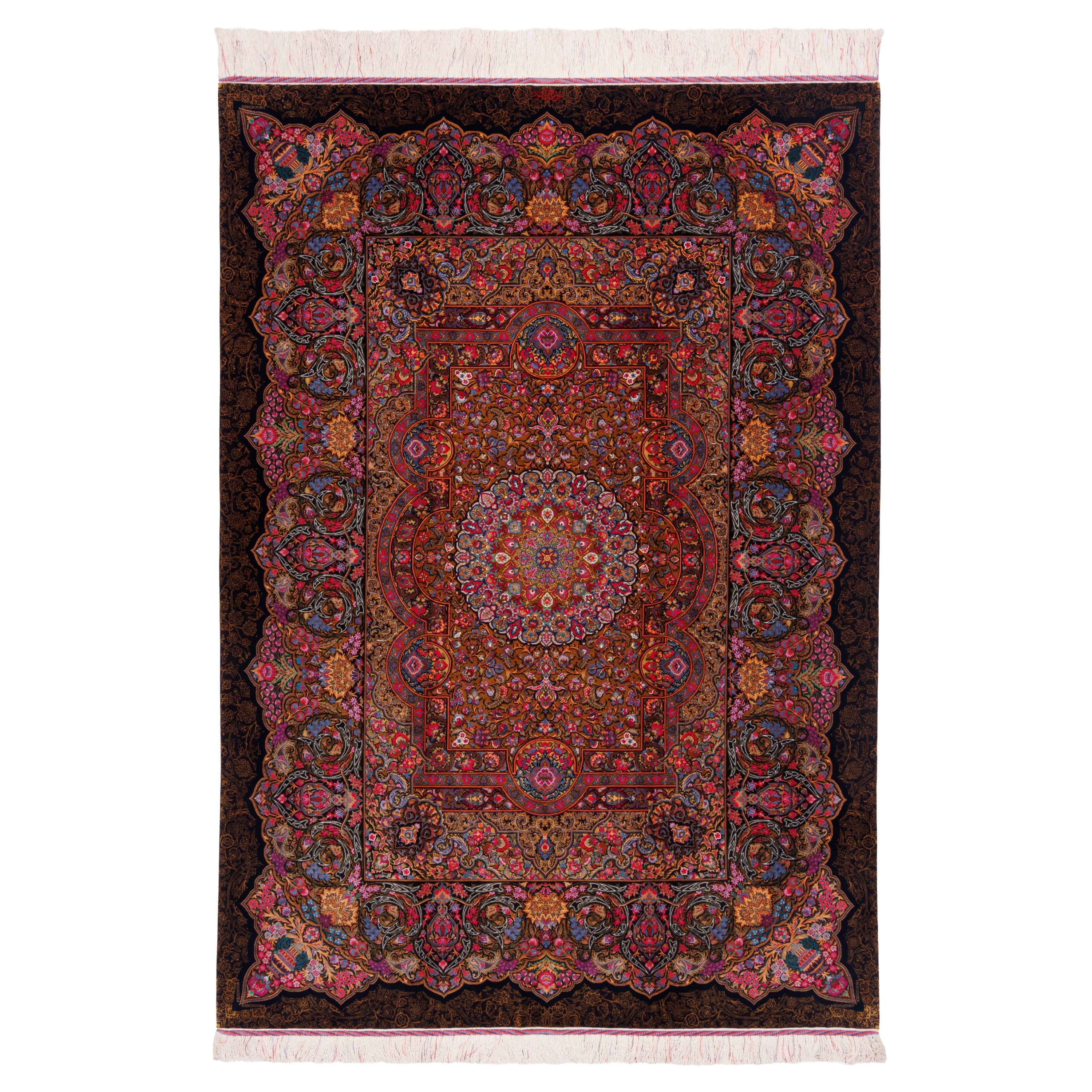 Qom Handmade Carpet — Lachak Toranj | Full Silk | 143 × 204 cm | SKU 10200395