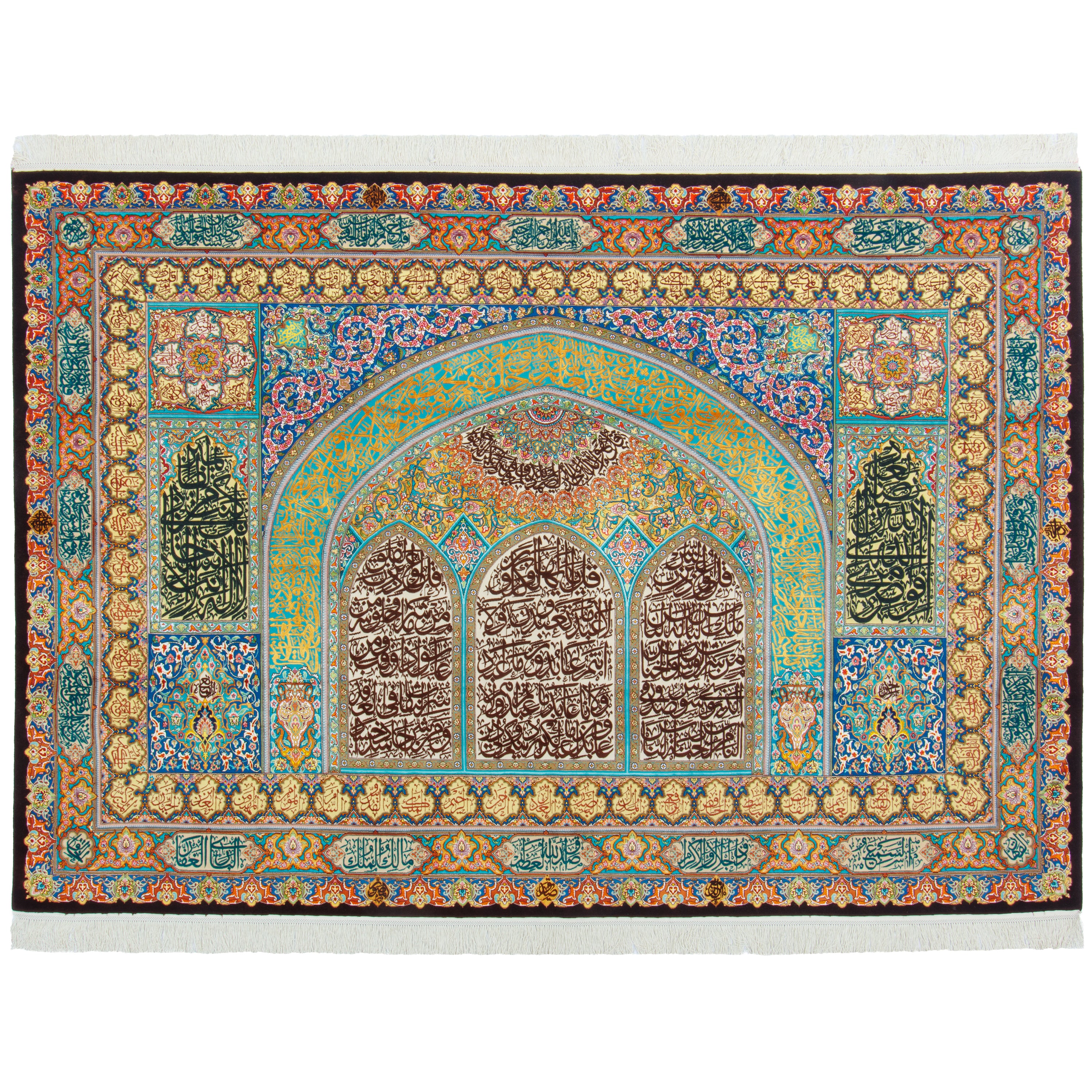 لوحة فنية جدارية لسجادة تبريز يدوية — محرابي | حرير الوبر / حرير السداة | 303 × 210 سم | رمز SKU 70600599