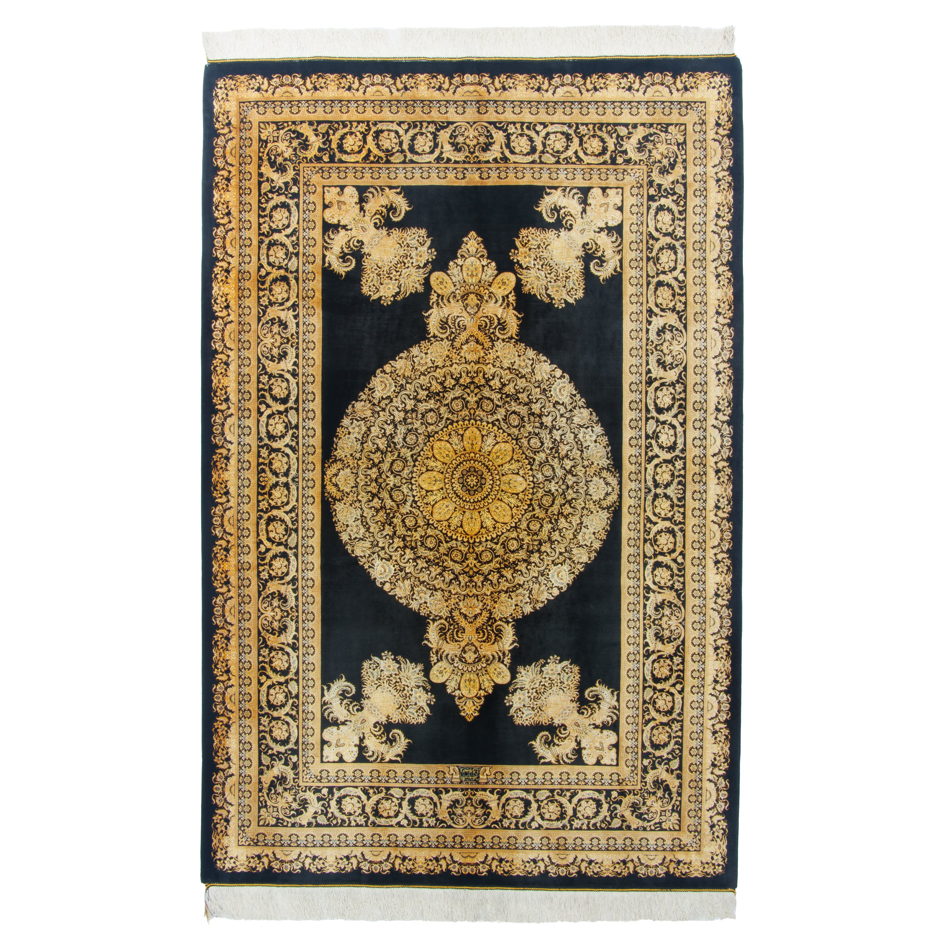Qom Handmade Carpet — Kaf Sadeh | Full Silk | 137 × 207 cm | SKU 10200456
