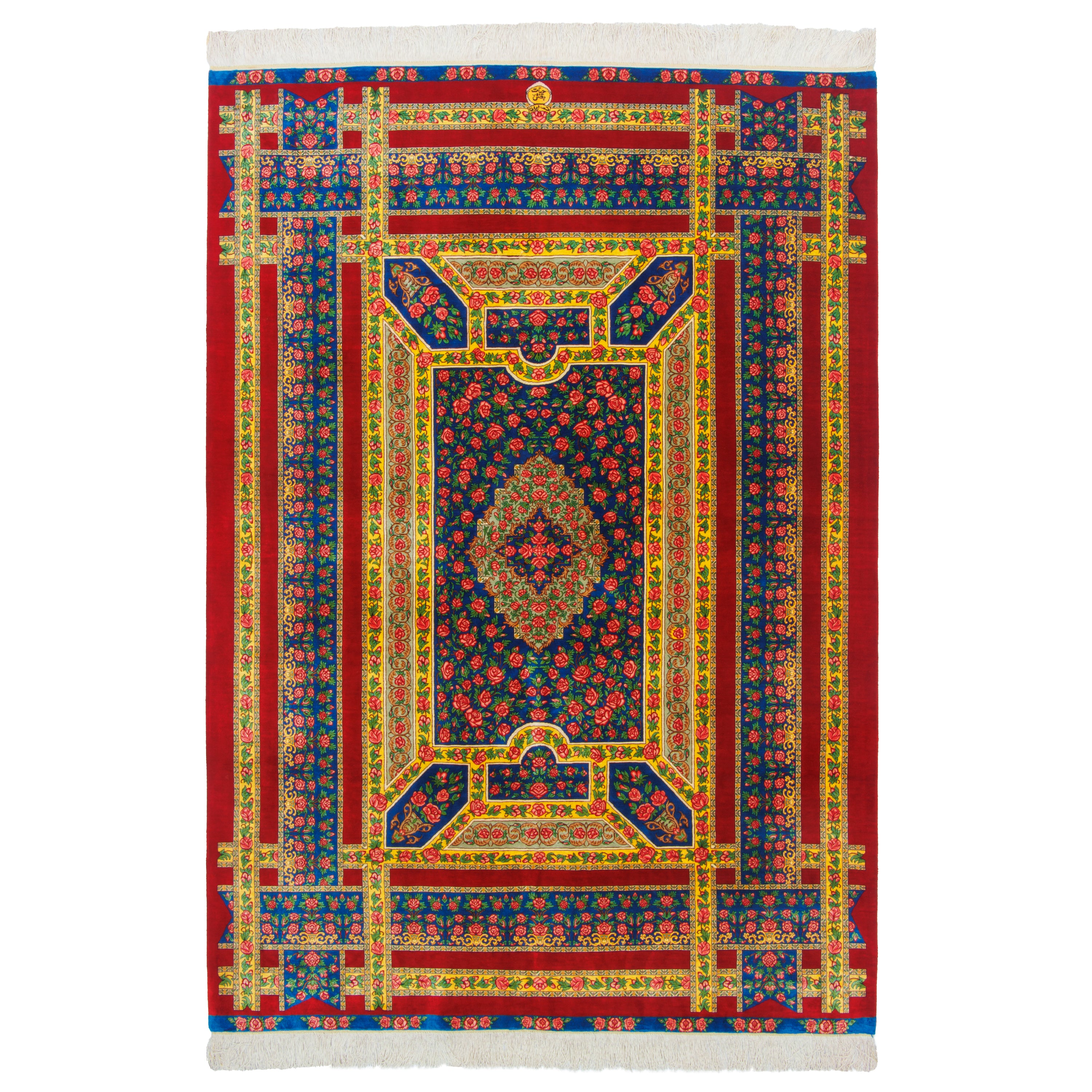Qom Handmade Carpet — Toranj-dar | Full Silk | 137 × 200 cm | SKU 10200457