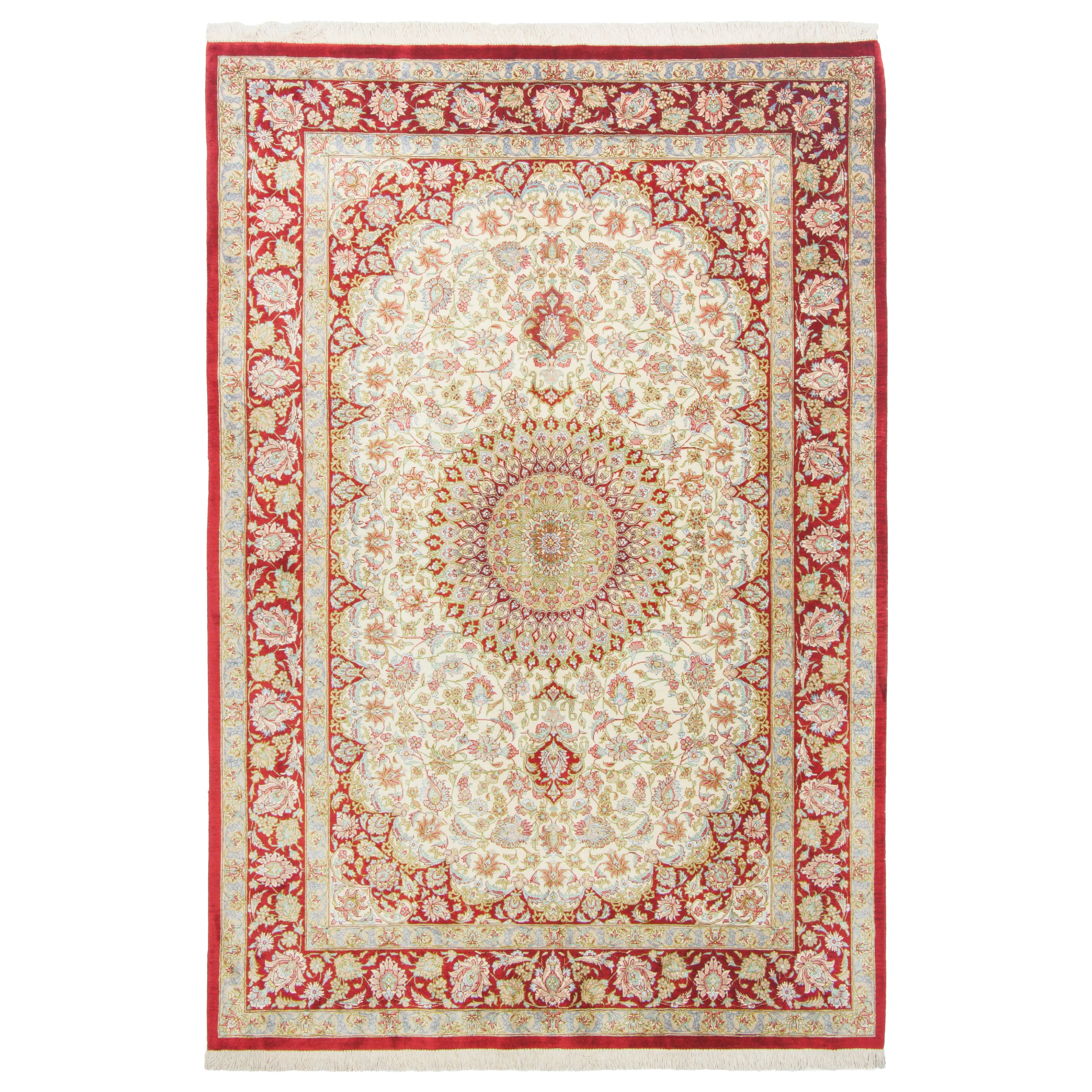 Qom Handmade Carpet — Lachak Toranj | Full Silk | 132 × 195 cm | SKU 10200478