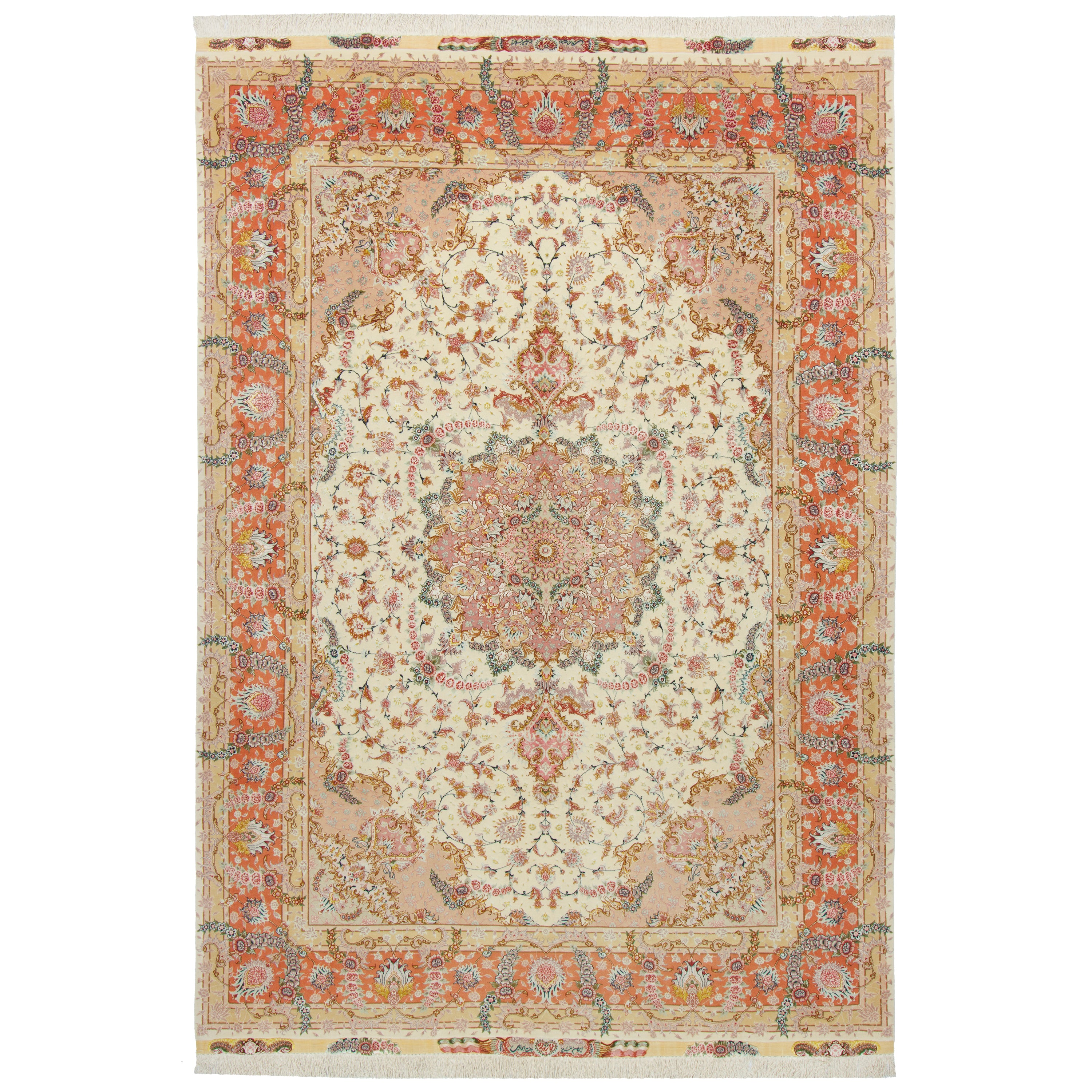 Tabriz Handmade Carpet — Lachak Toranj | Silk Pile / Silk Warp | 244 × 353 cm | SKU 10800837