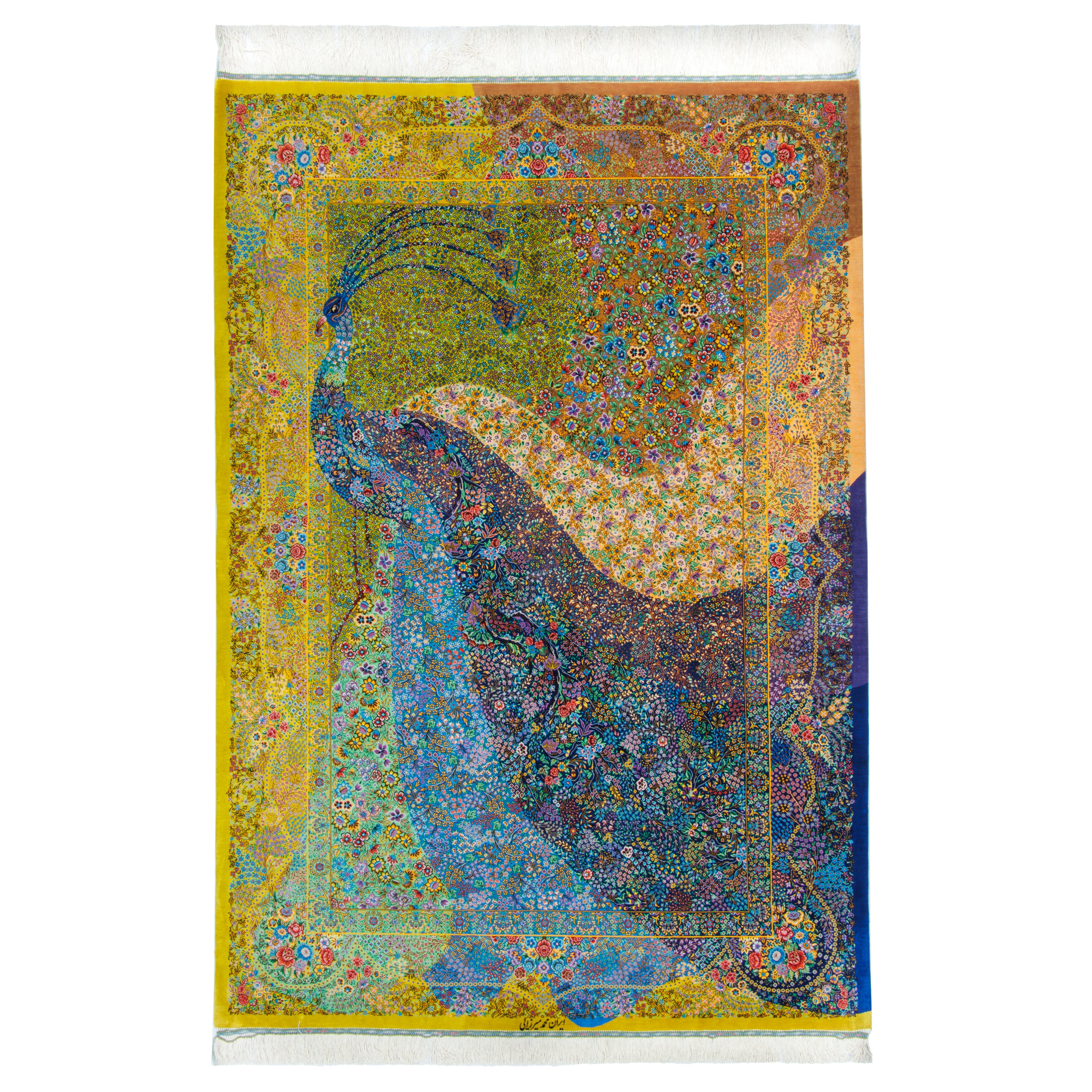 Qom Handmade Carpet — Sarasar | Full Silk | 140 × 205 cm | SKU 10200402