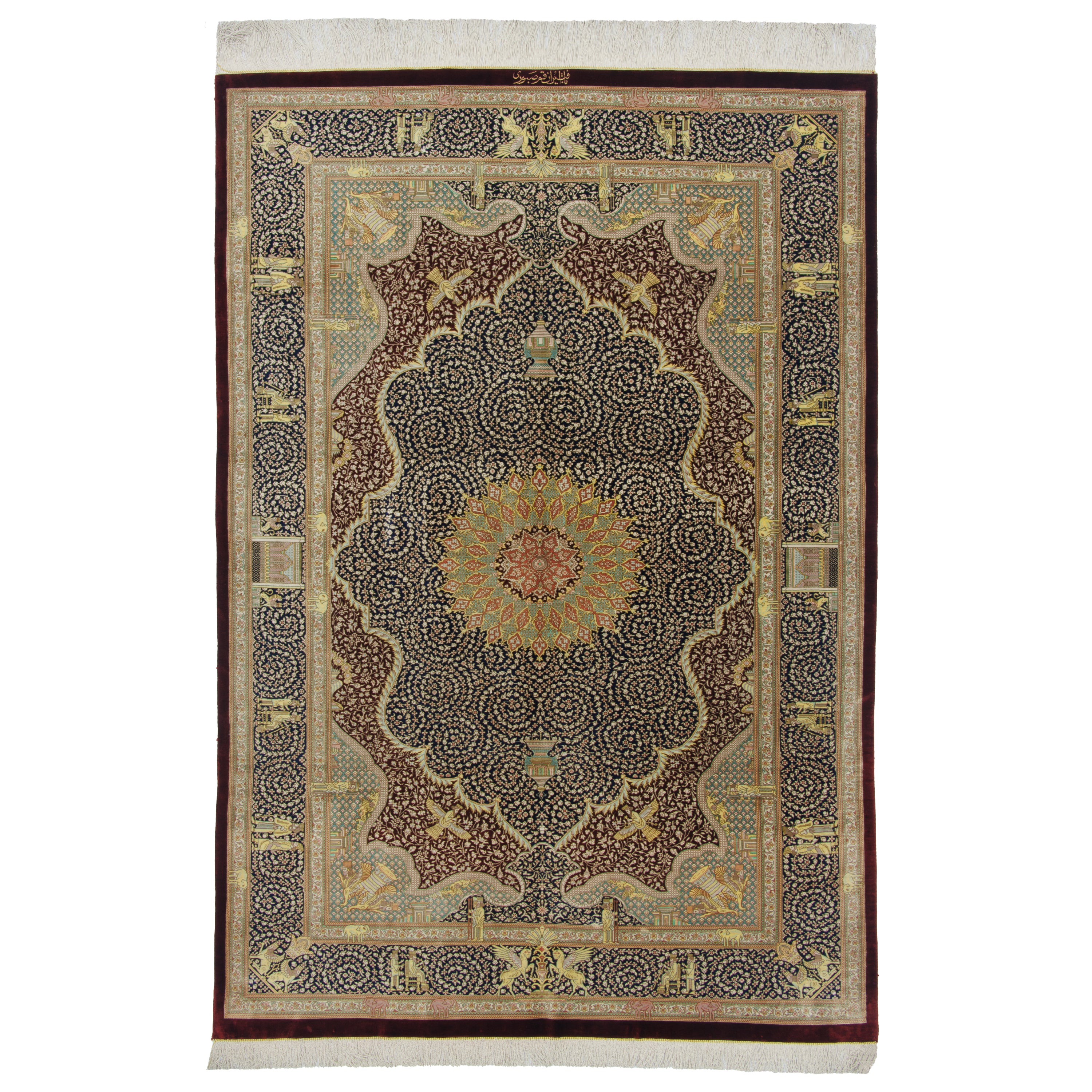 Sarakhs Handmade Carpet — Lachak Toranj | Full Silk | 133 × 195 cm | SKU 10200464