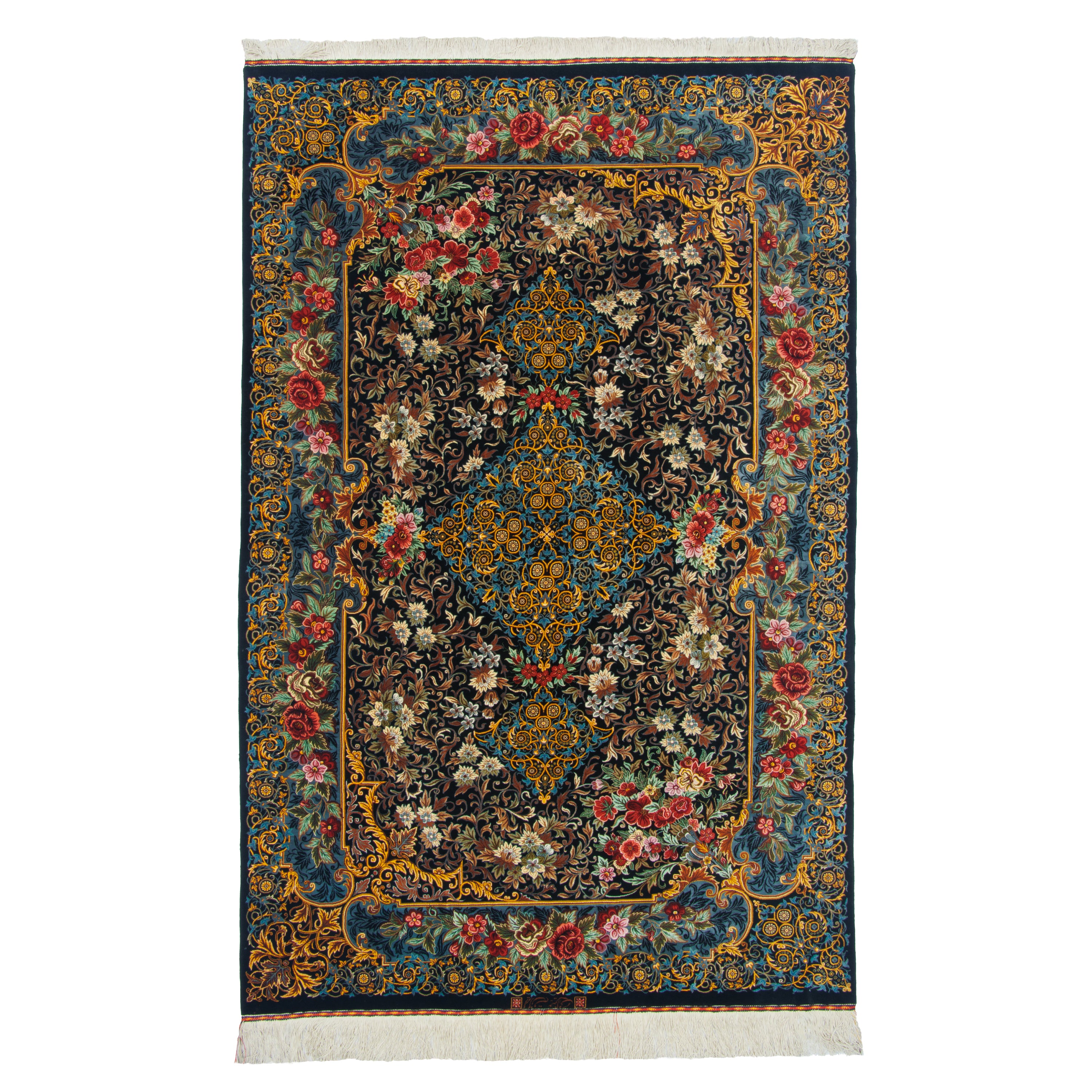 Qom Handmade Carpet — Lachak Toranj | Full Silk | 135 × 205 cm | SKU 10200446