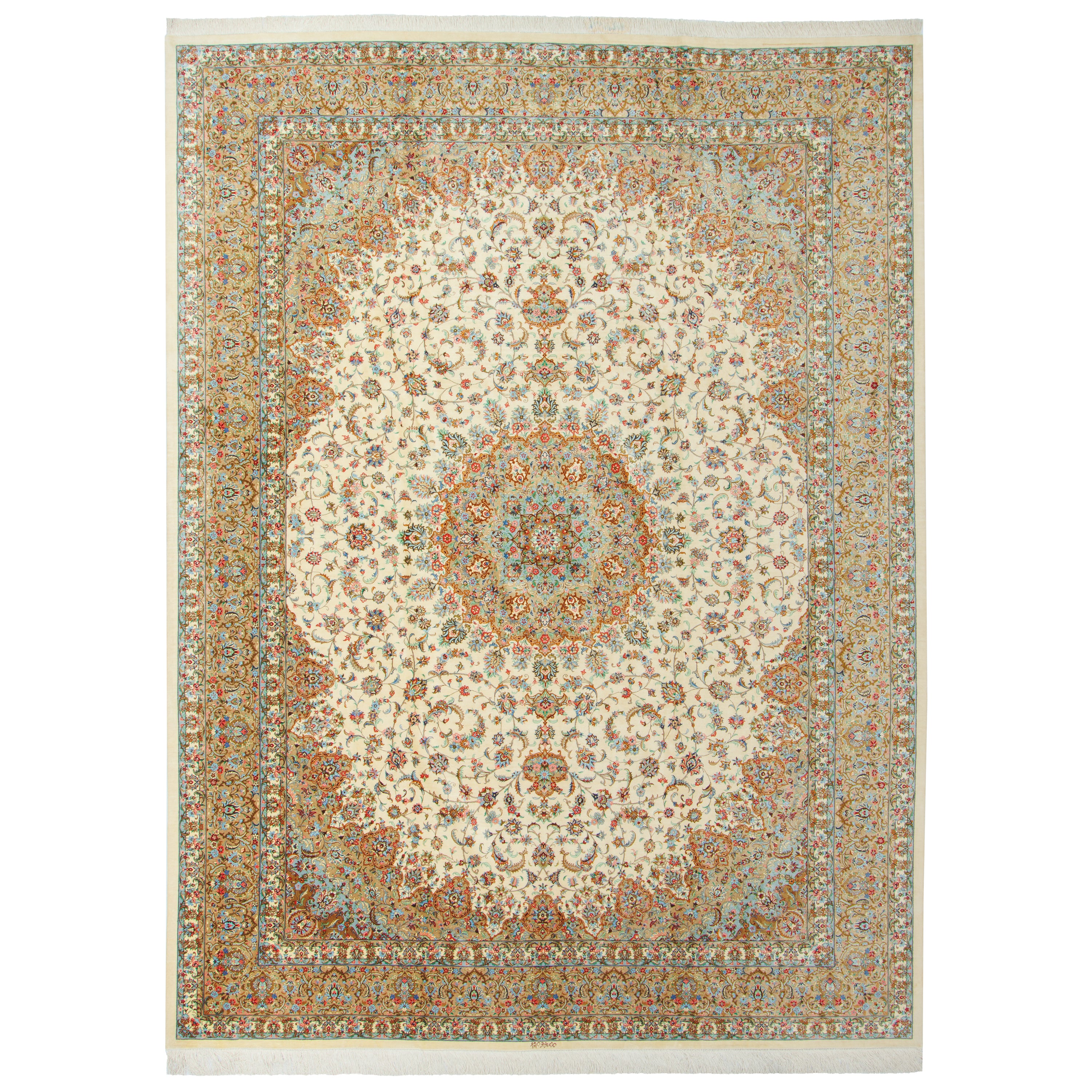Kashan Handmade Carpet — Lachak Toranj | Full Silk | 295 × 397 cm | SKU 11100644