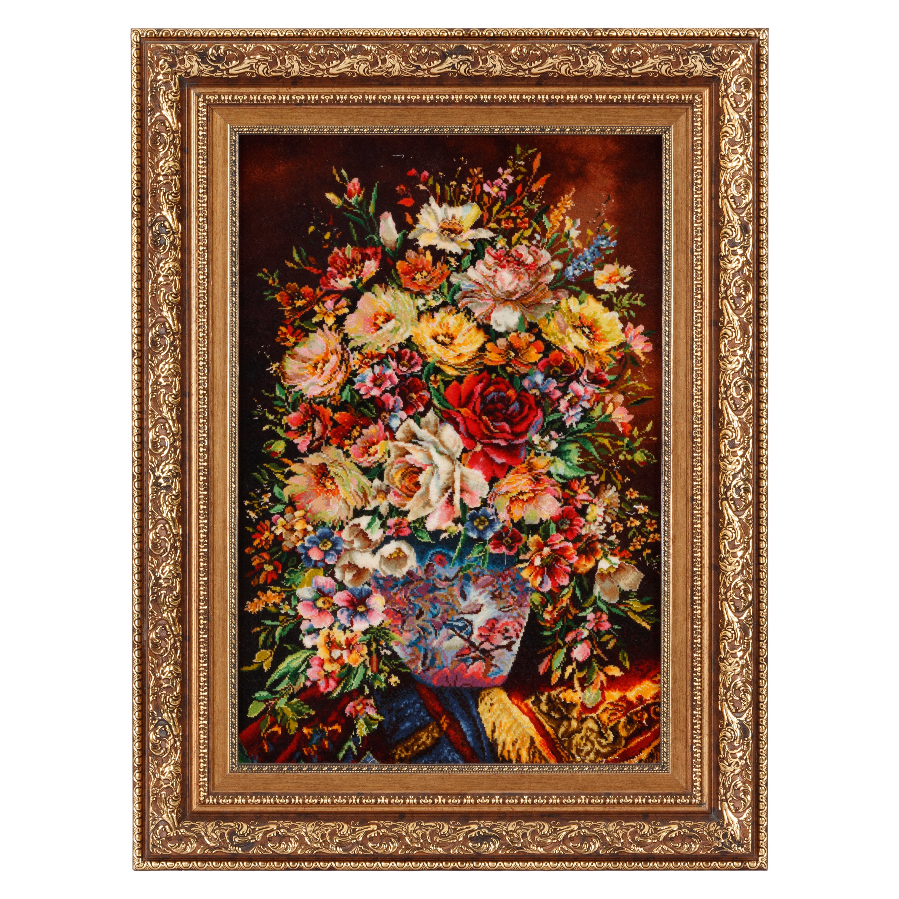 لوحة جدارية من سجاد تبريز اليدوي — سرسار | خيوط حريرية / سدى حريري | 45 × 70 سم | رمز المنتج 70000881