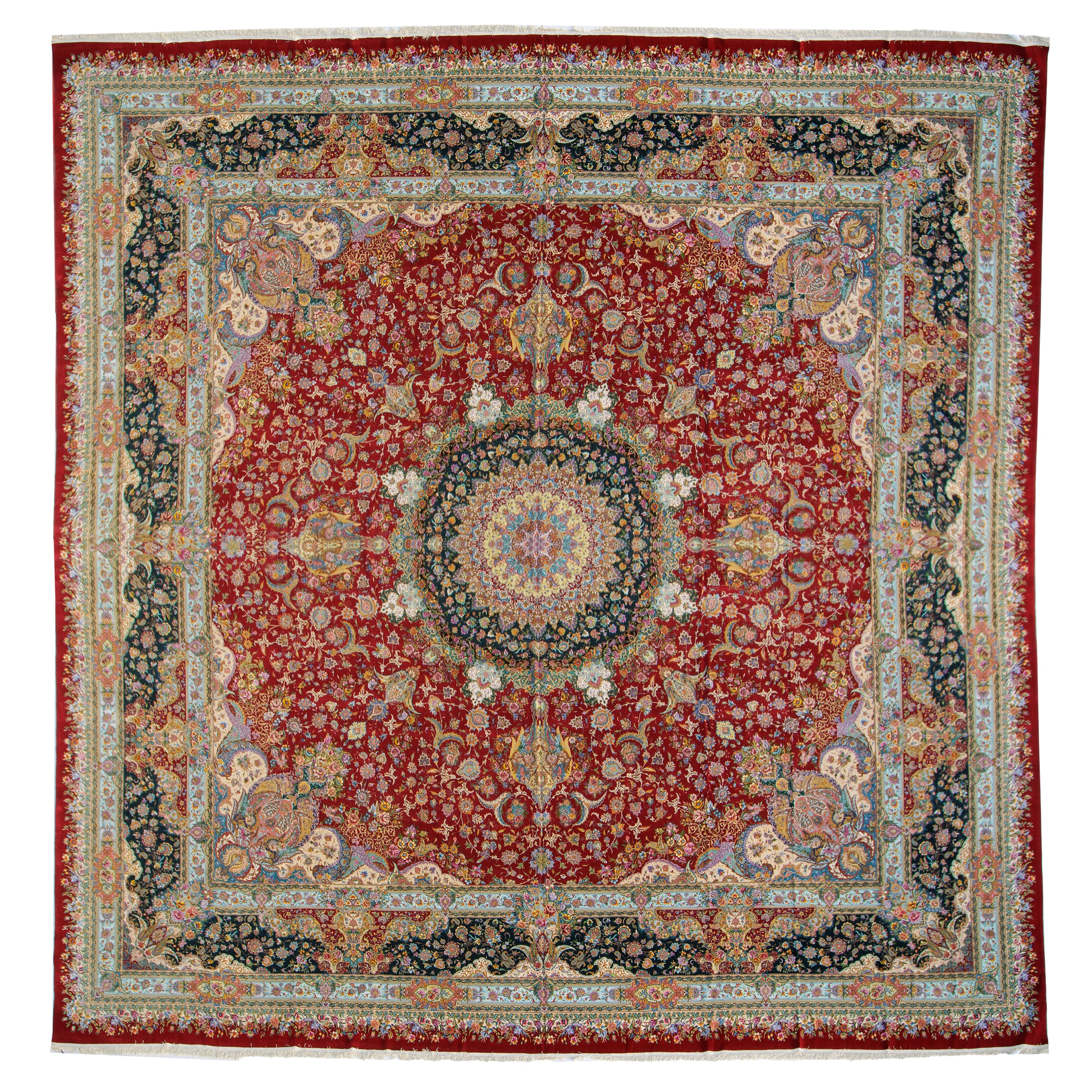 Tabriz Handmade Carpet — Lachak Toranj | Full Silk | 1000 × 1000 cm | SKU 110001185