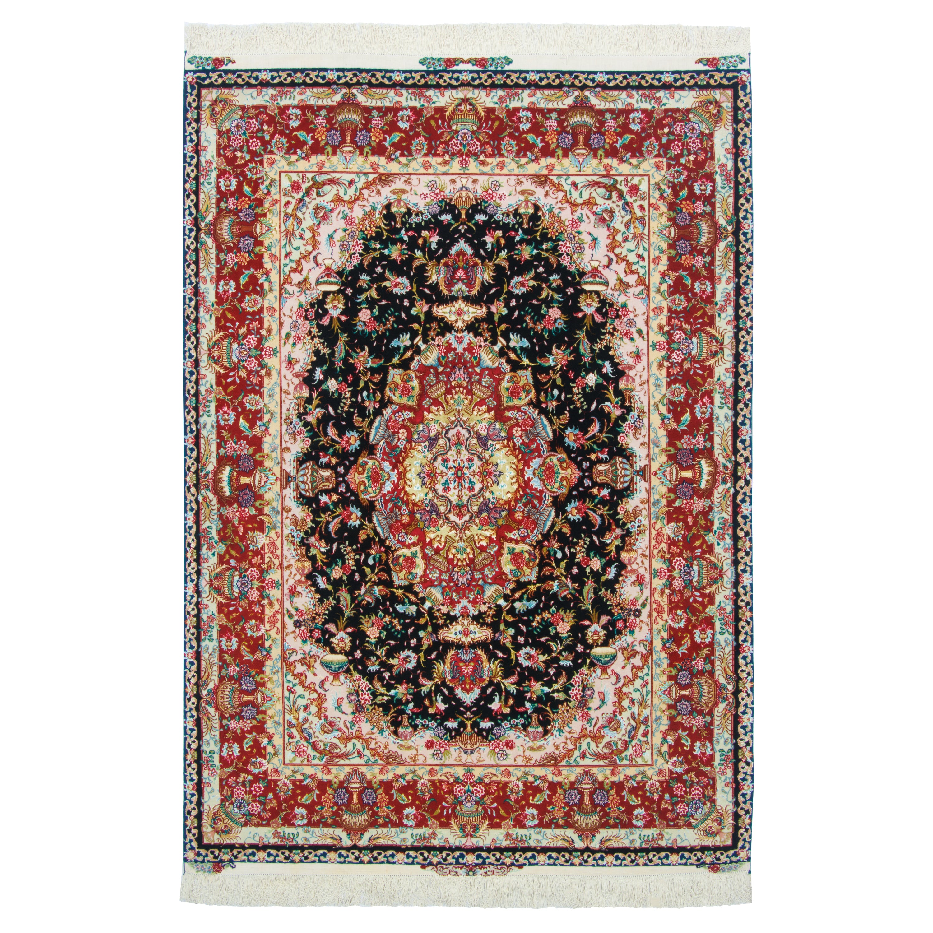 Tabriz Handmade Carpet — Lachak Toranj | Silk Pile / Silk Warp | 146 × 205 cm | SKU 10300503
