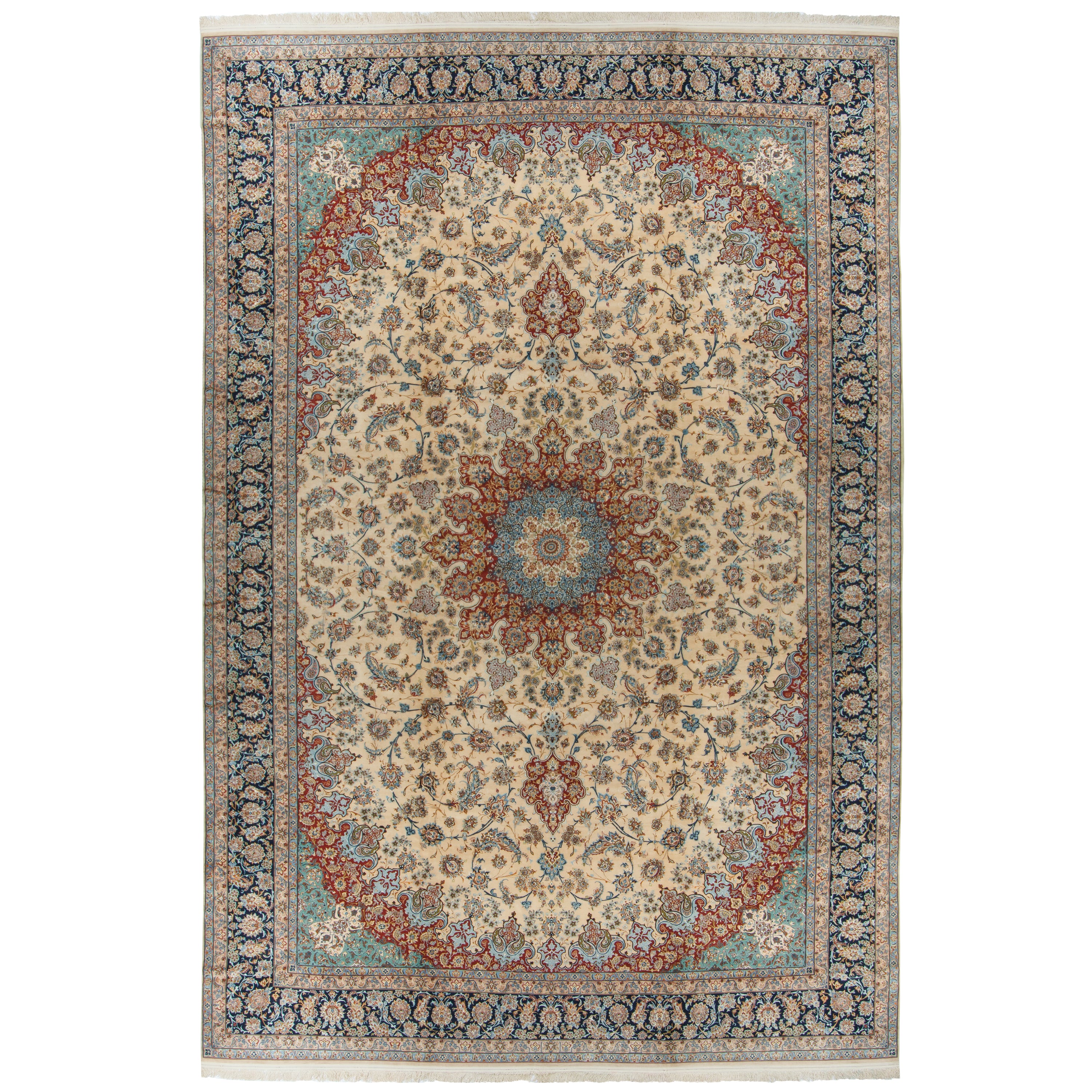 Isfahan Handmade Carpet — Lachak Toranj | Silk Pile / Silk Warp | 409 × 600 cm | SKU 12400734