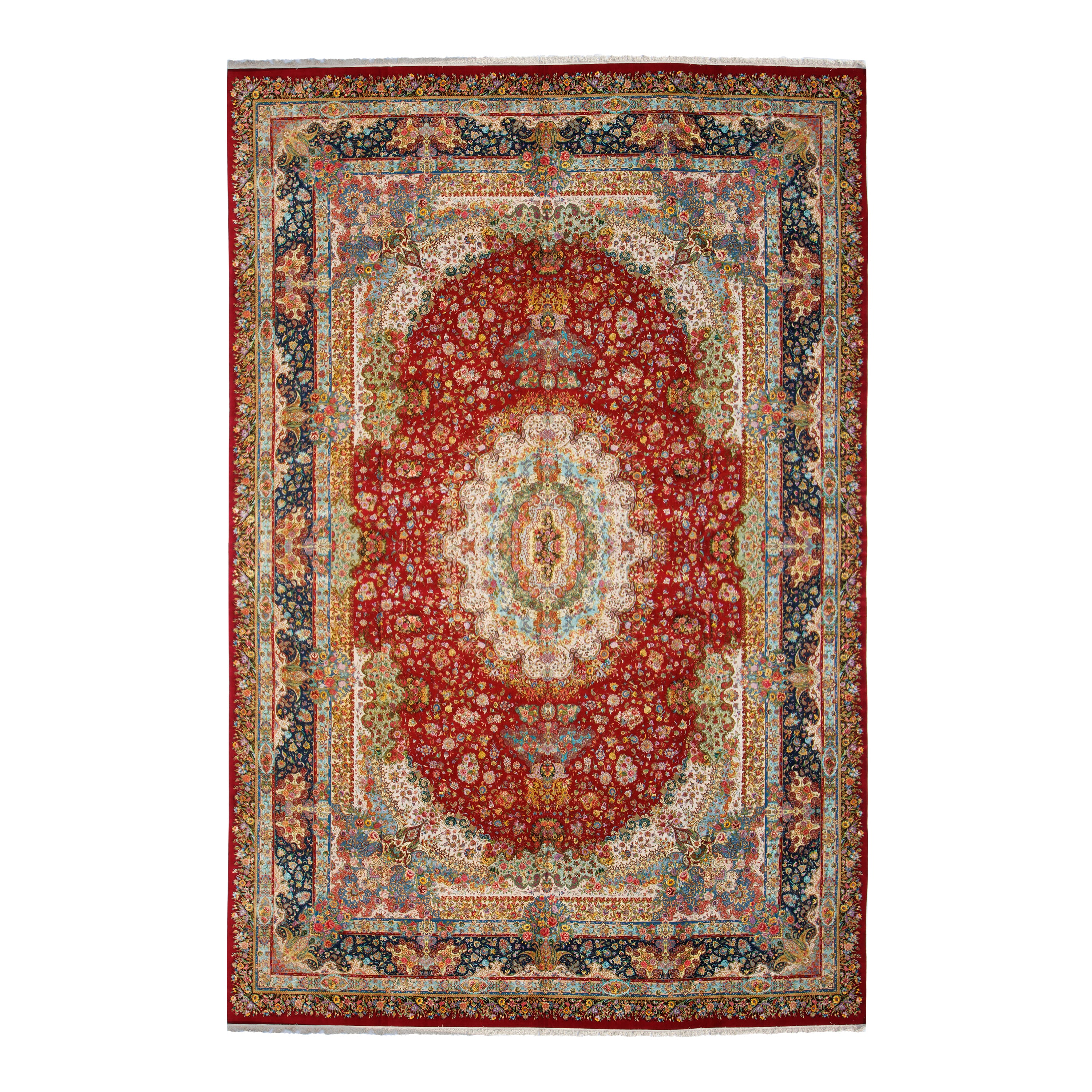 Tabriz Handmade Carpet — Lachak Toranj | Silk Pile / Silk Warp | 800 × 1200 cm | SKU 19601116