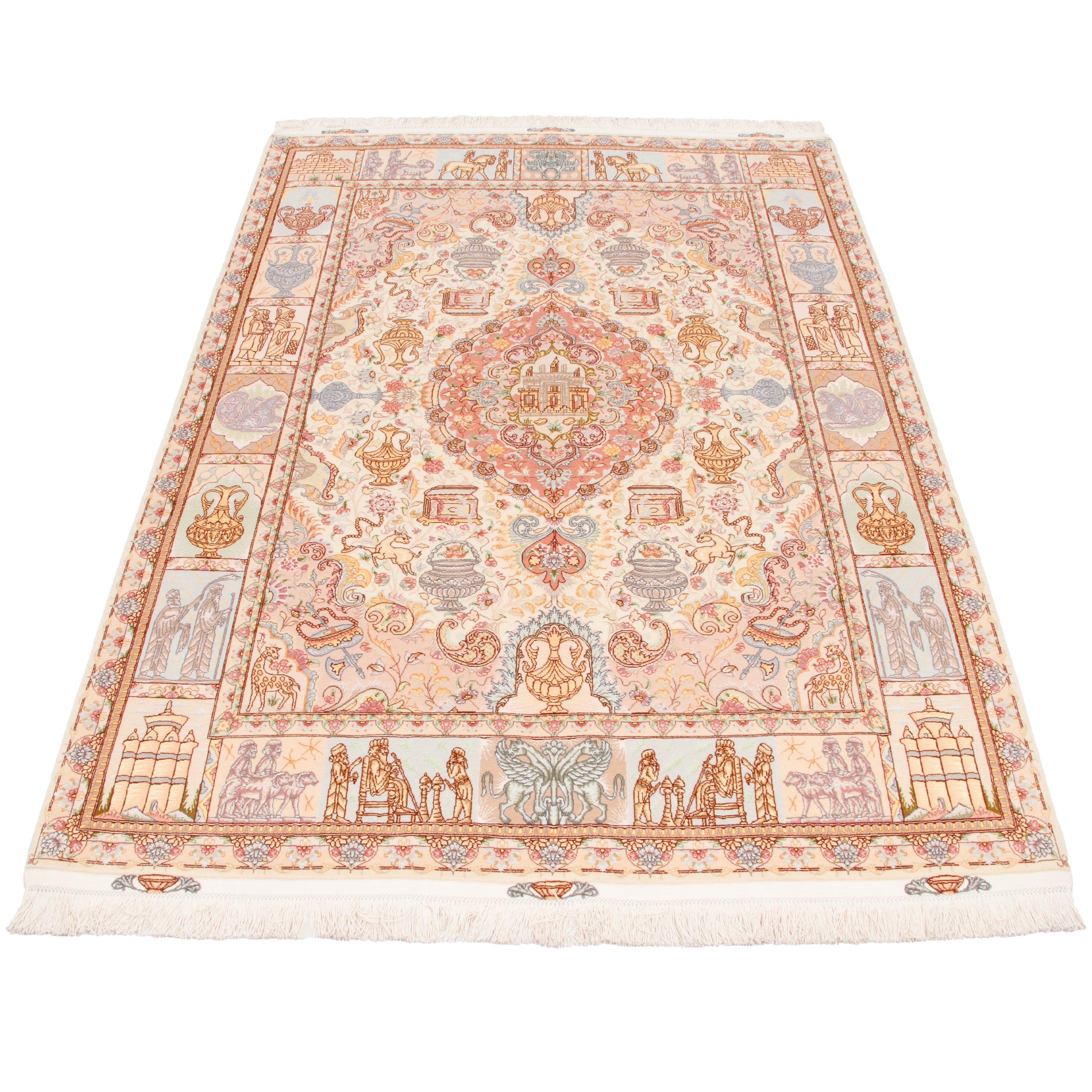 Tabriz Handmade Carpet — Lachak Toranj | Silk Pile / Silk Warp | 152 × 212 cm | SKU 10300516