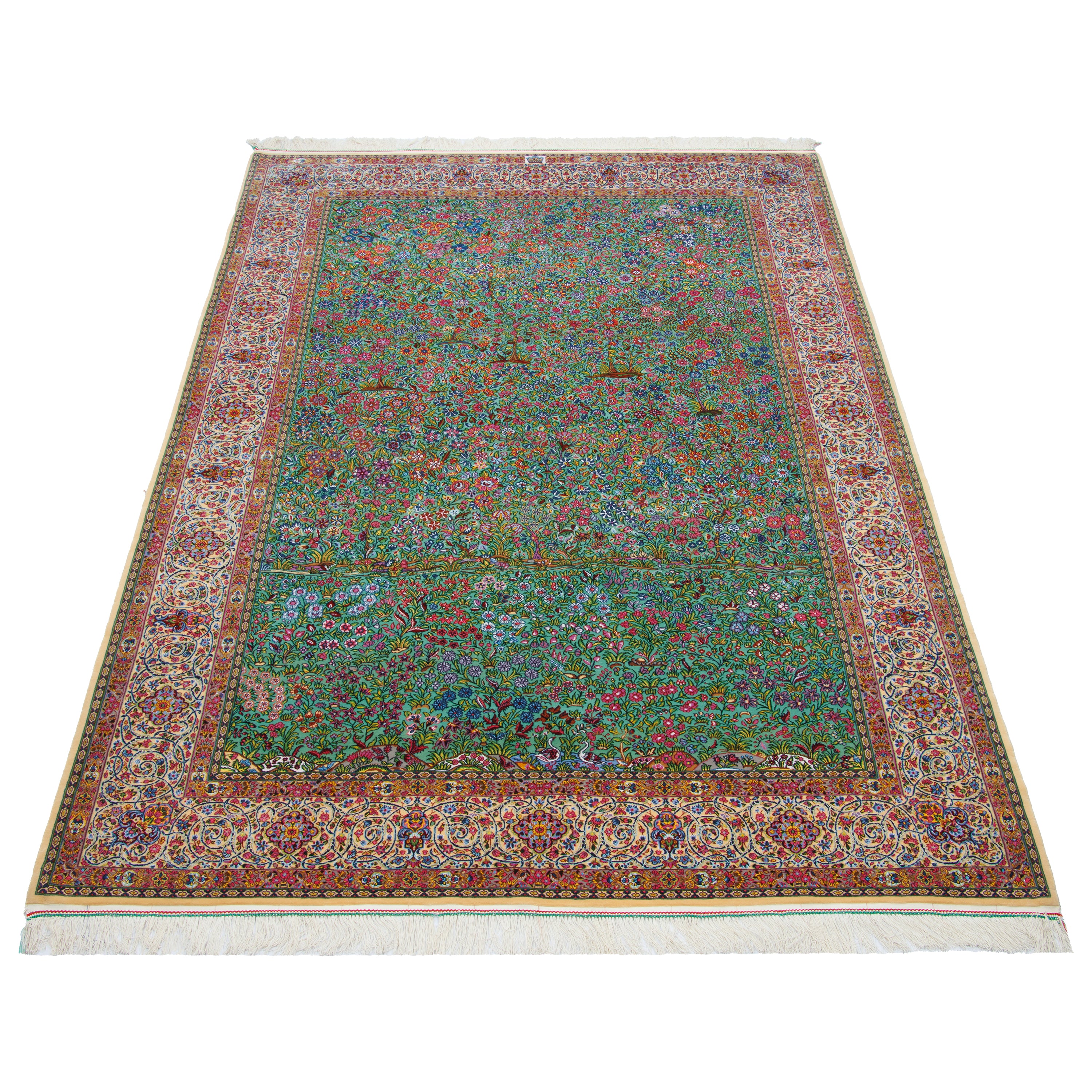 Kerman Handmade Carpet — Sarasar | Silk Pile / Silk Warp | 175 × 262 cm | SKU 10400865