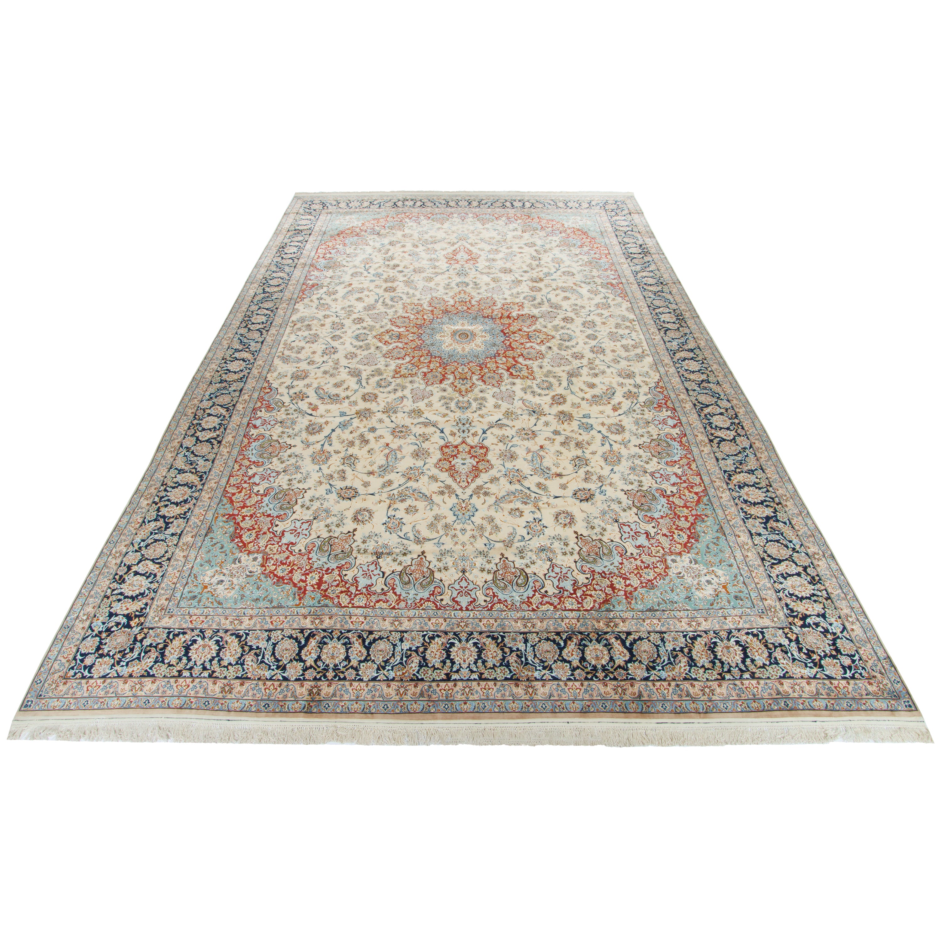 Isfahan Handmade Carpet — Lachak Toranj | Silk Pile / Silk Warp | 409 × 600 cm | SKU 12400734