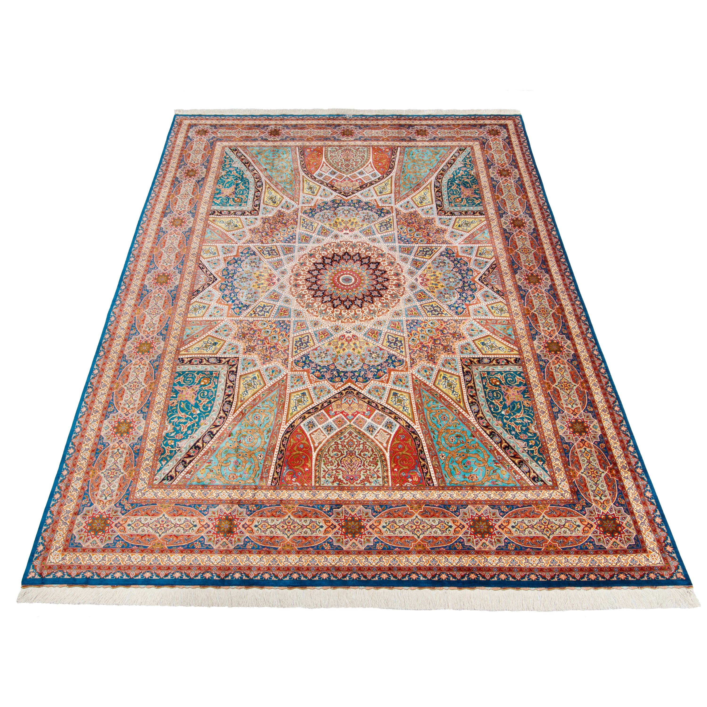 Tabriz Handmade Carpet — Gonbadi | Full Silk | 290 × 407 cm | SKU 11100630