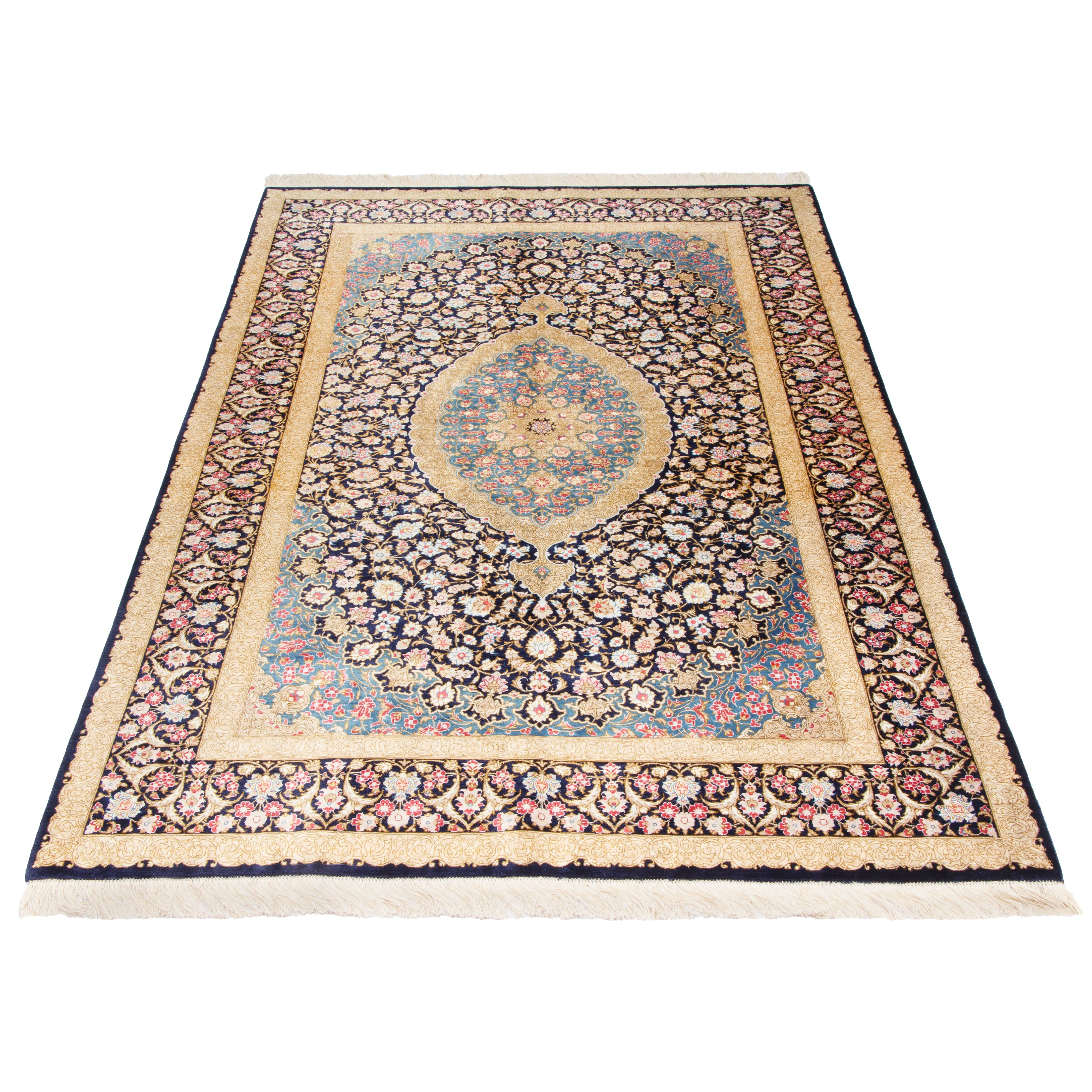 Qom Handmade Carpet — Lachak Toranj | Full Silk | 127 × 200 cm | SKU 10200469