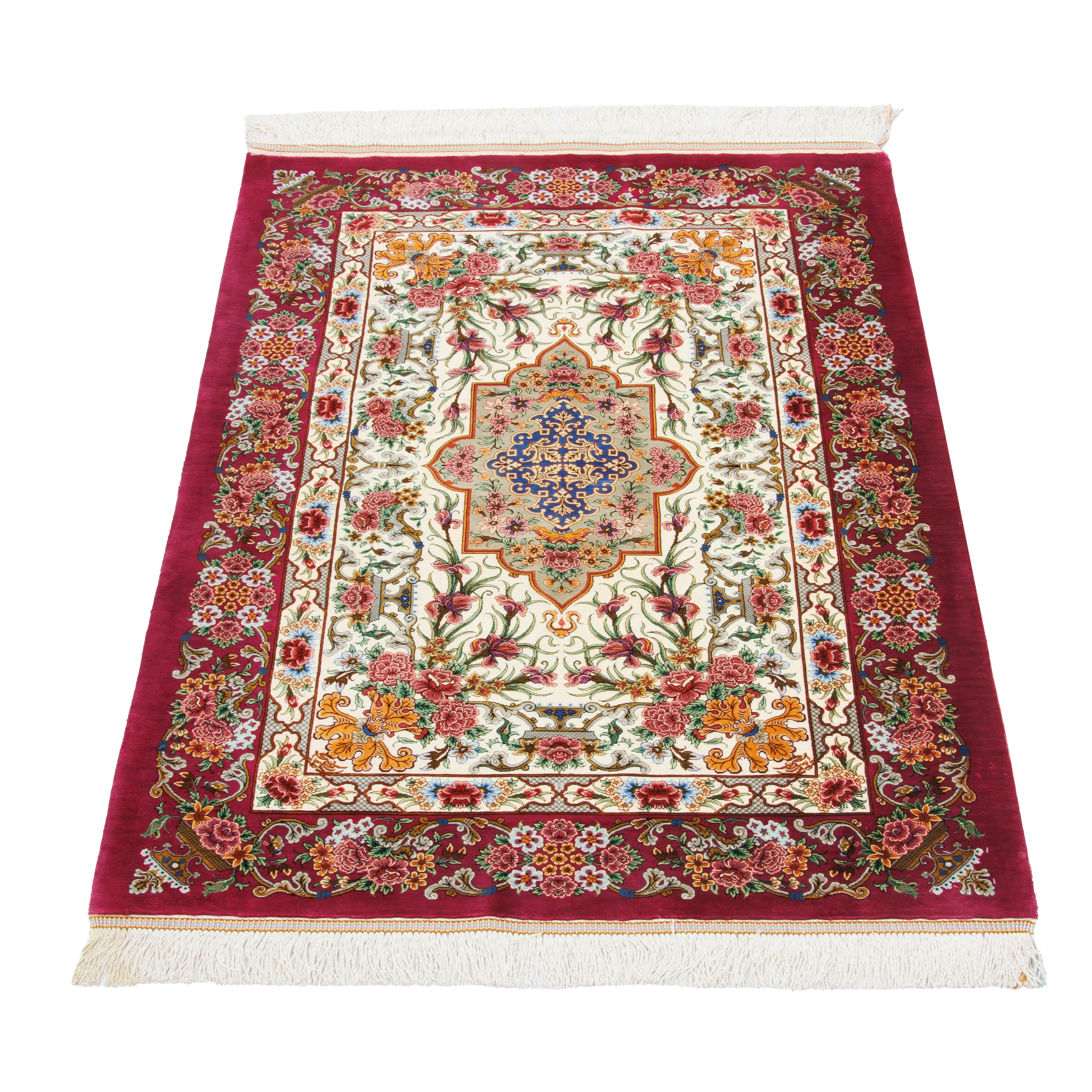 Qom Handmade Carpet — Lachak Toranj | Full Silk | 80 × 118 cm | SKU 10001487