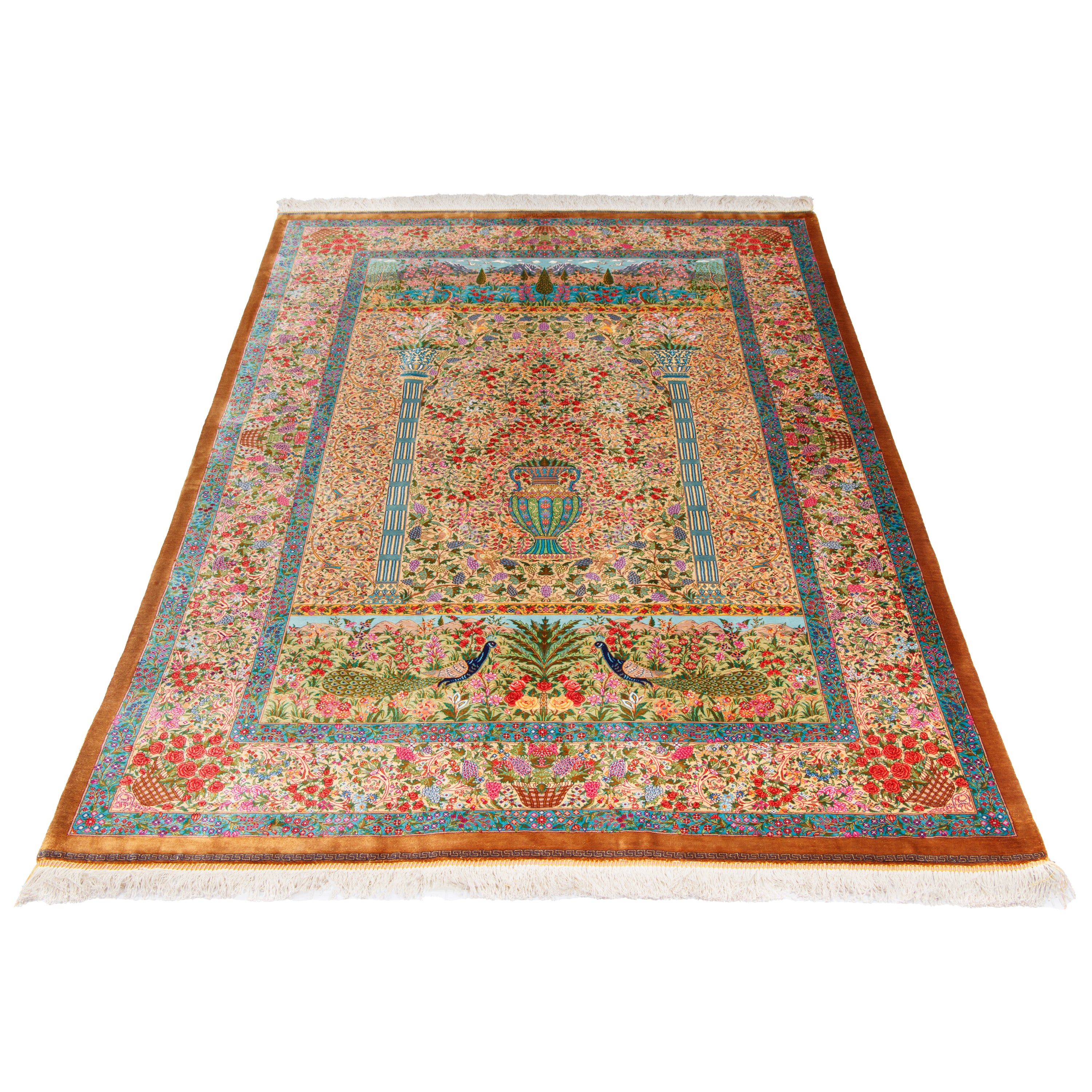 Qom Handmade Carpet — Goldani | Full Silk | 131 × 203 cm | SKU 10200435