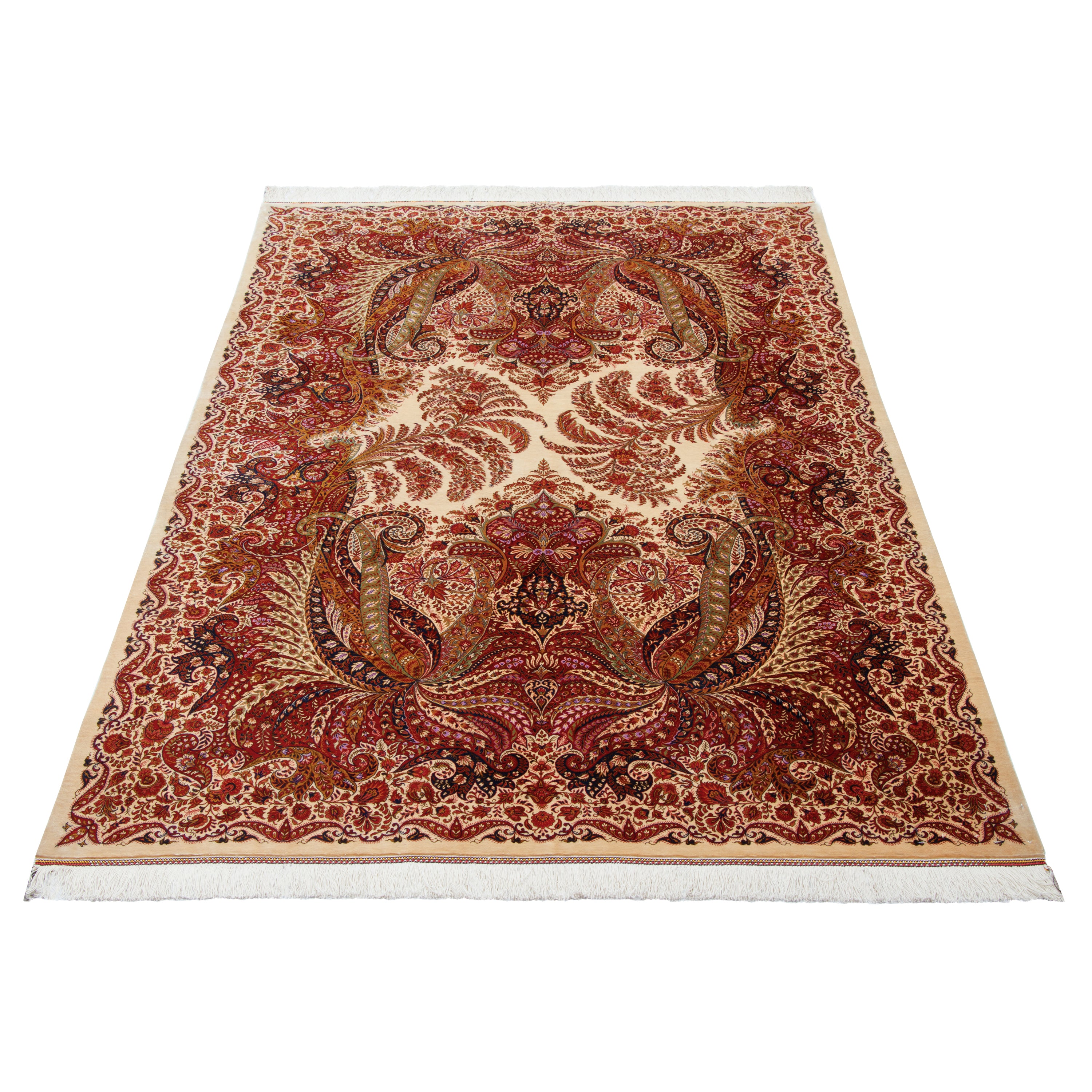 Qom Handmade Carpet — Sarasar | Full Silk | 132 × 202 cm | SKU 10201611
