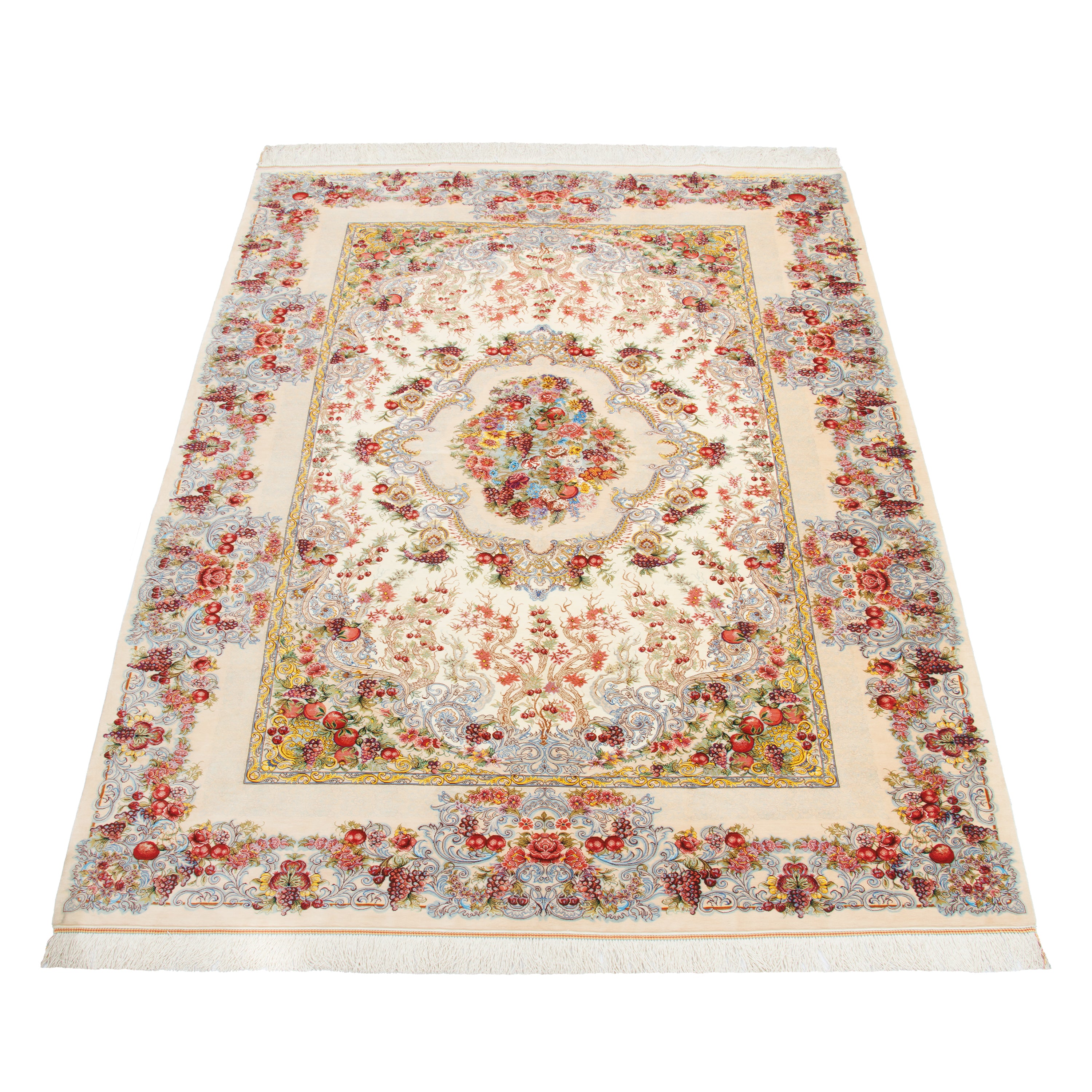 Qom Handmade Carpet — Lachak Toranj | Full Silk | 145 × 225 cm | SKU 10301474