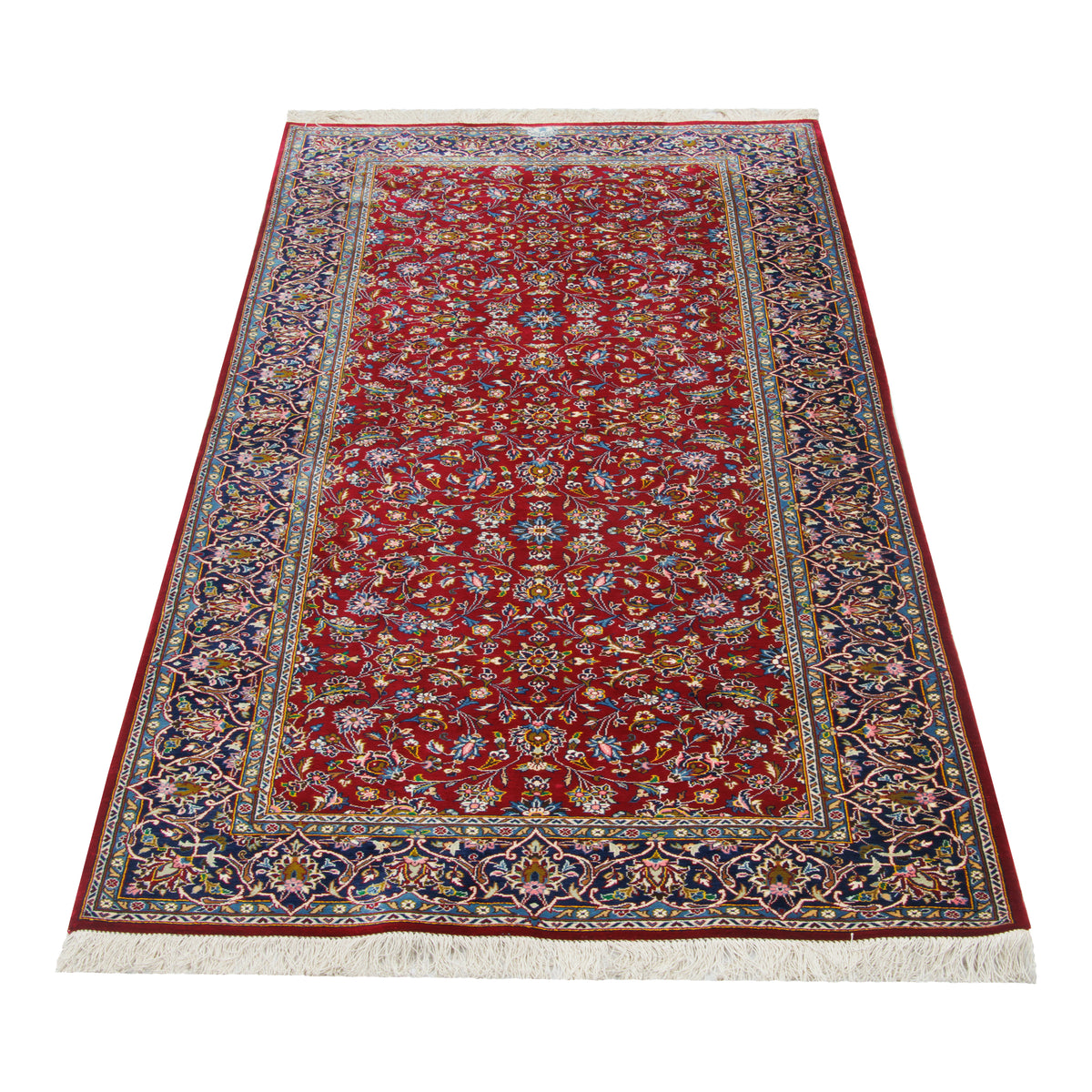 Kashan Handmade Carpet by Ghasem Morshedi, Afshan Allover, Silk, Lacquer Red, Runner, 79 × 186 cm — 1016916