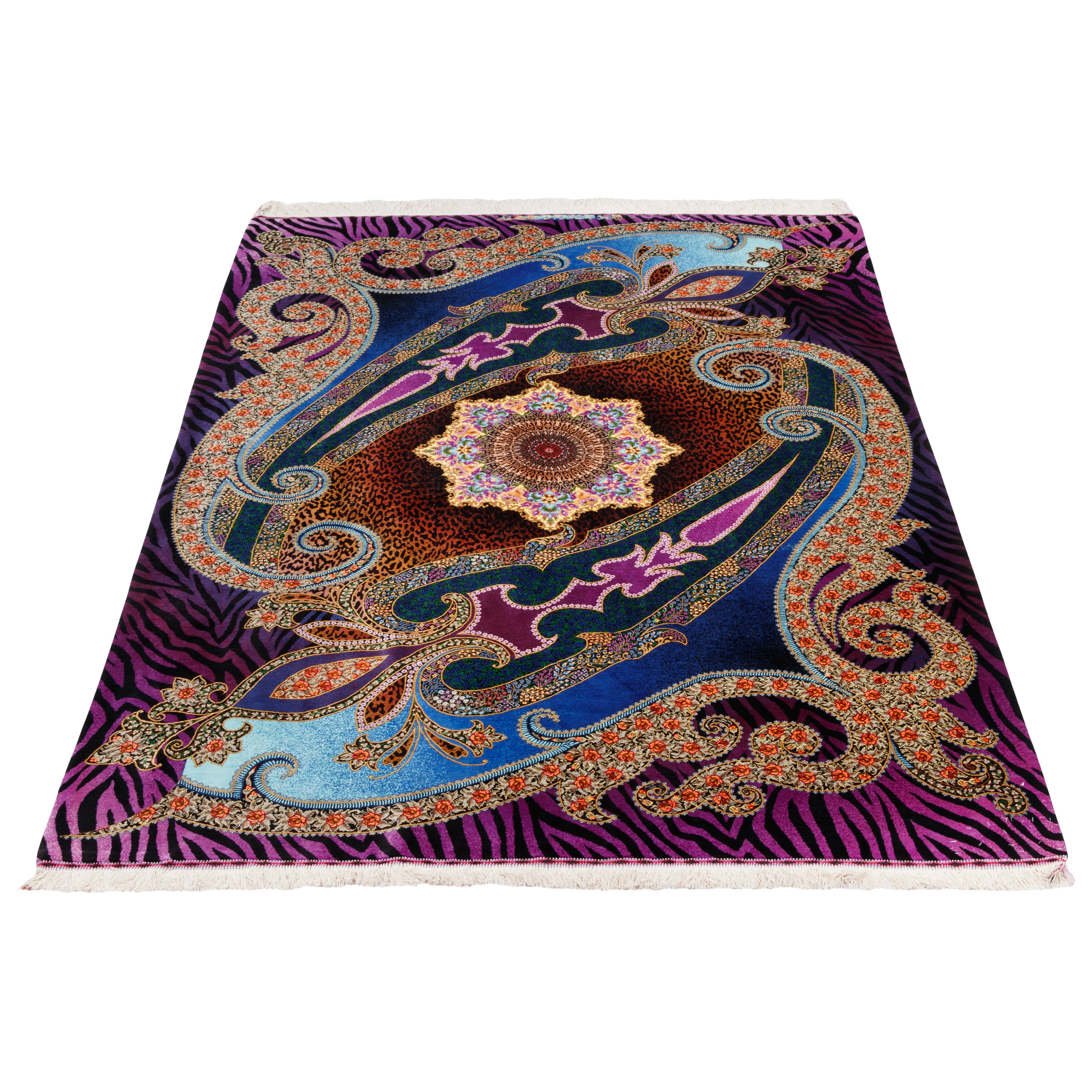Qom Handmade Carpet — Toranj-dar | Full Silk | 137 × 205 cm | SKU 10200379