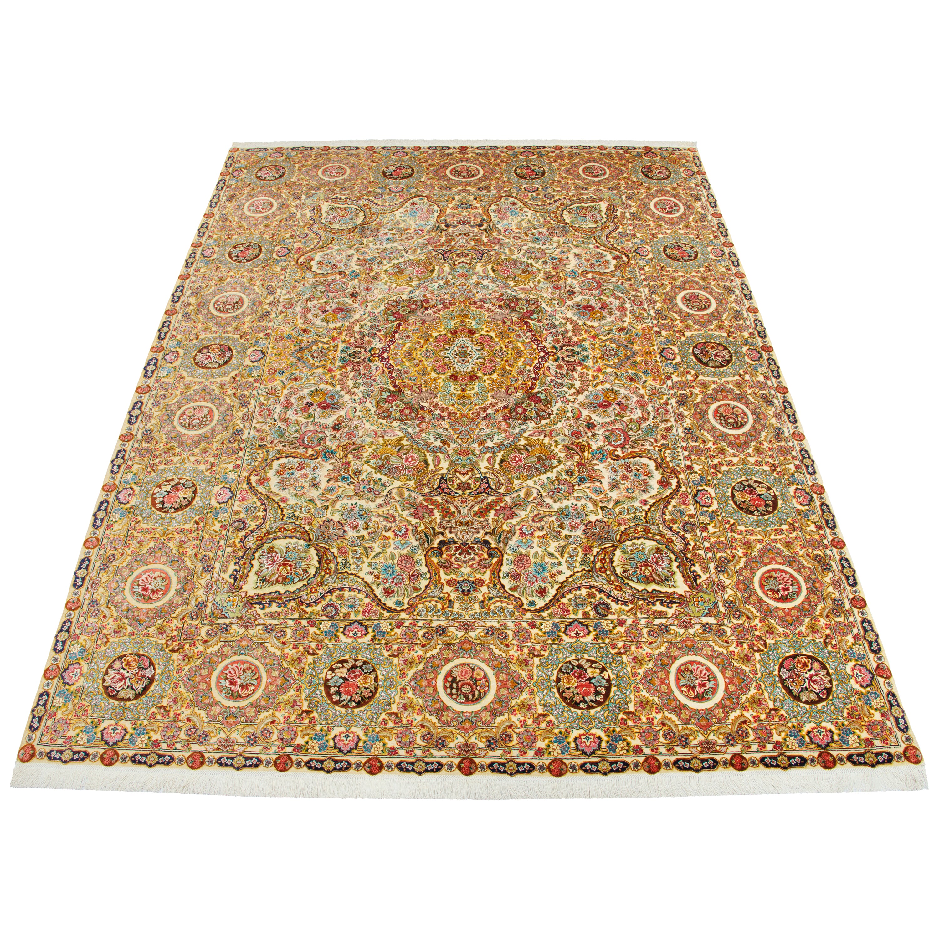 Tabriz Handmade Carpet — Lachak Toranj | Silk Pile / Silk Warp | 297 × 389 cm | SKU 11100658