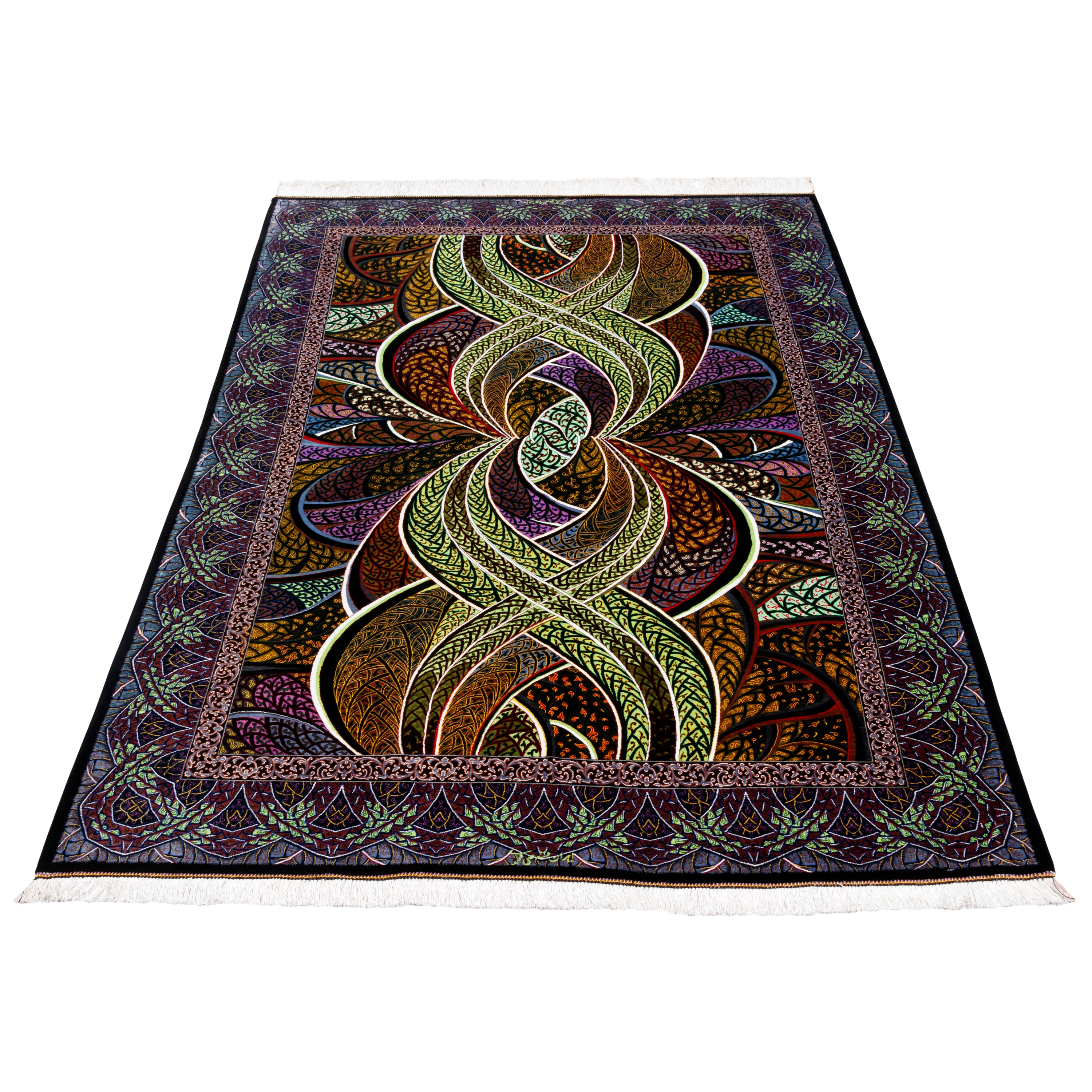 Qom Handmade Carpet — Sarasar | Full Silk | 140 × 213 cm | SKU 10200400