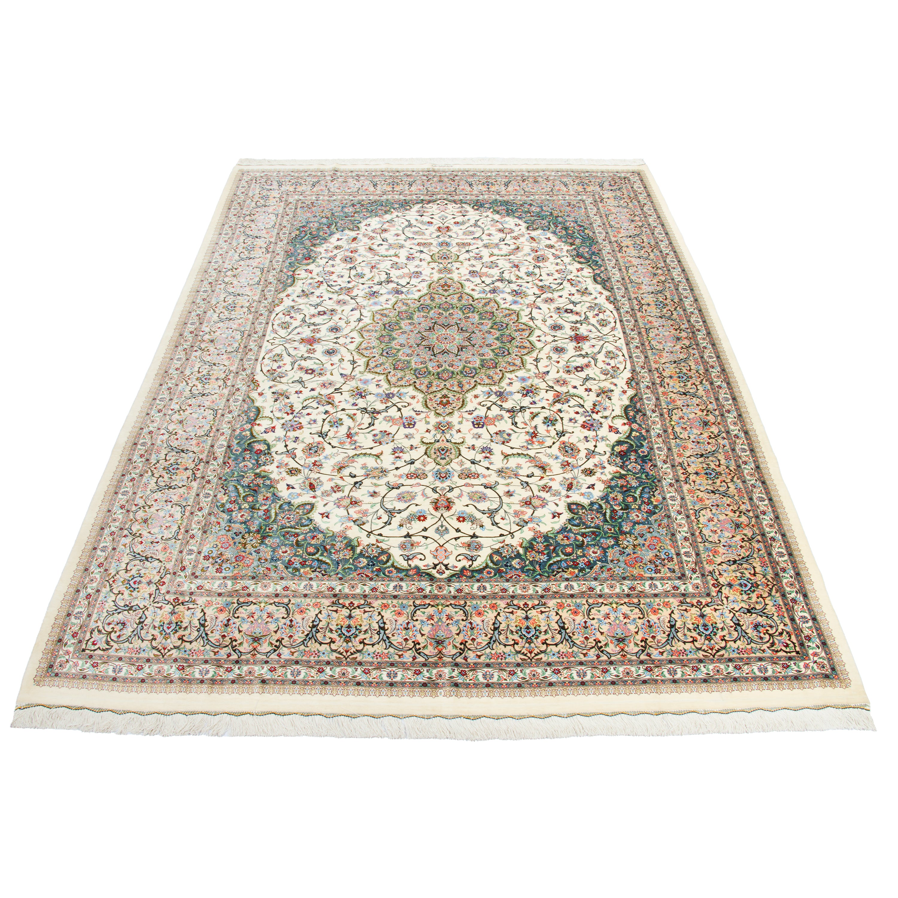 Kashan Handmade Carpet — Lachak Toranj | Full Silk | 243 × 343 cm | SKU 10800828