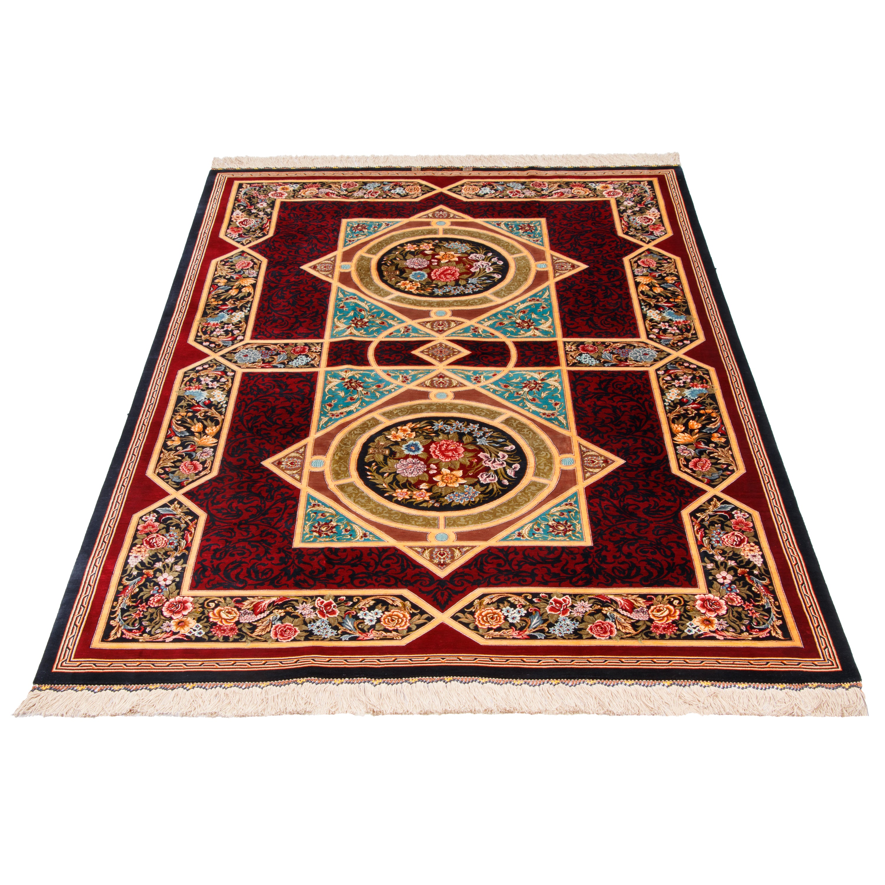 Qom Handmade Carpet — Chand Toranj | Full Silk | 130 × 202 cm | SKU 10200445
