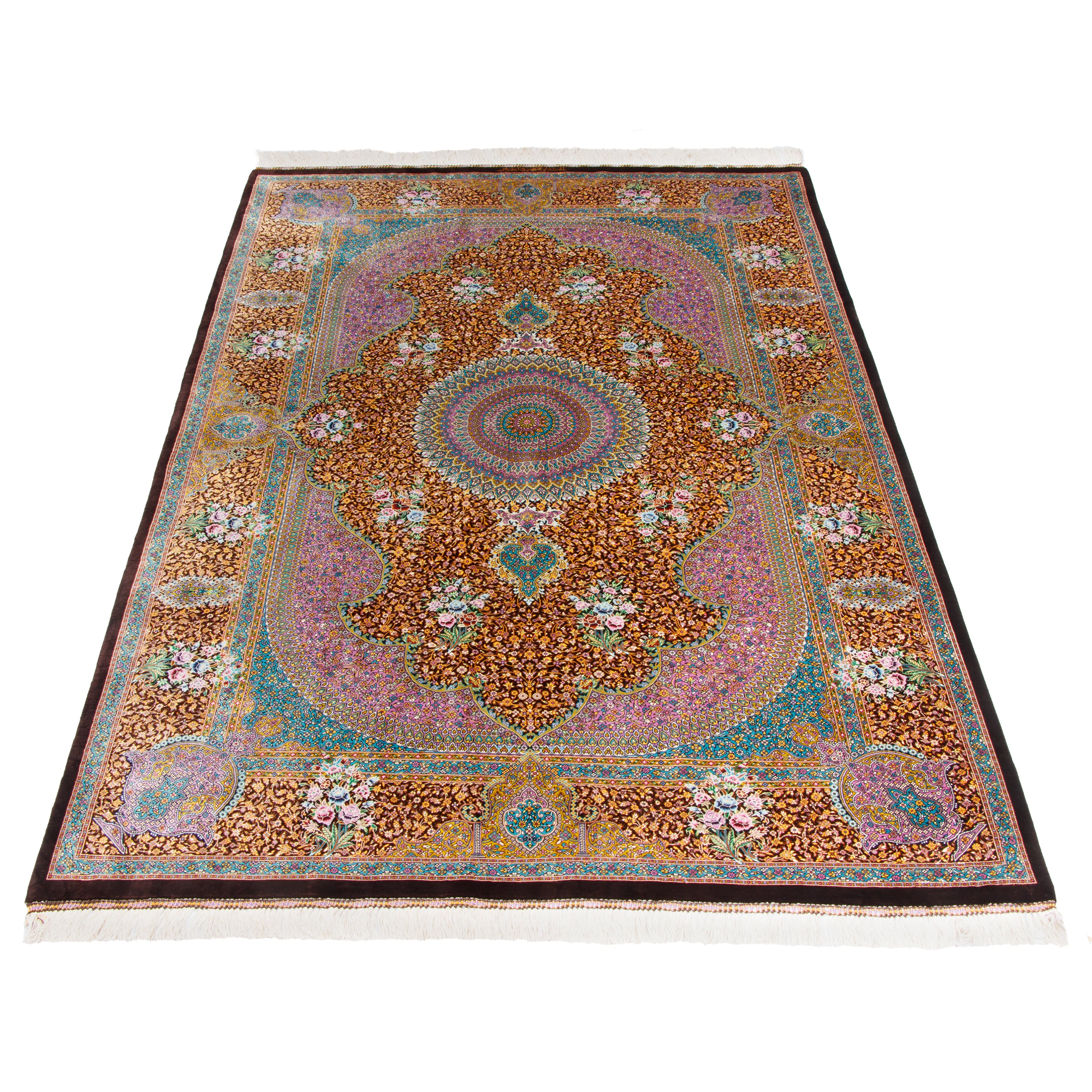 Qom Handmade Carpet — Lachak Toranj | Full Silk | 131 × 196 cm | SKU 10200420