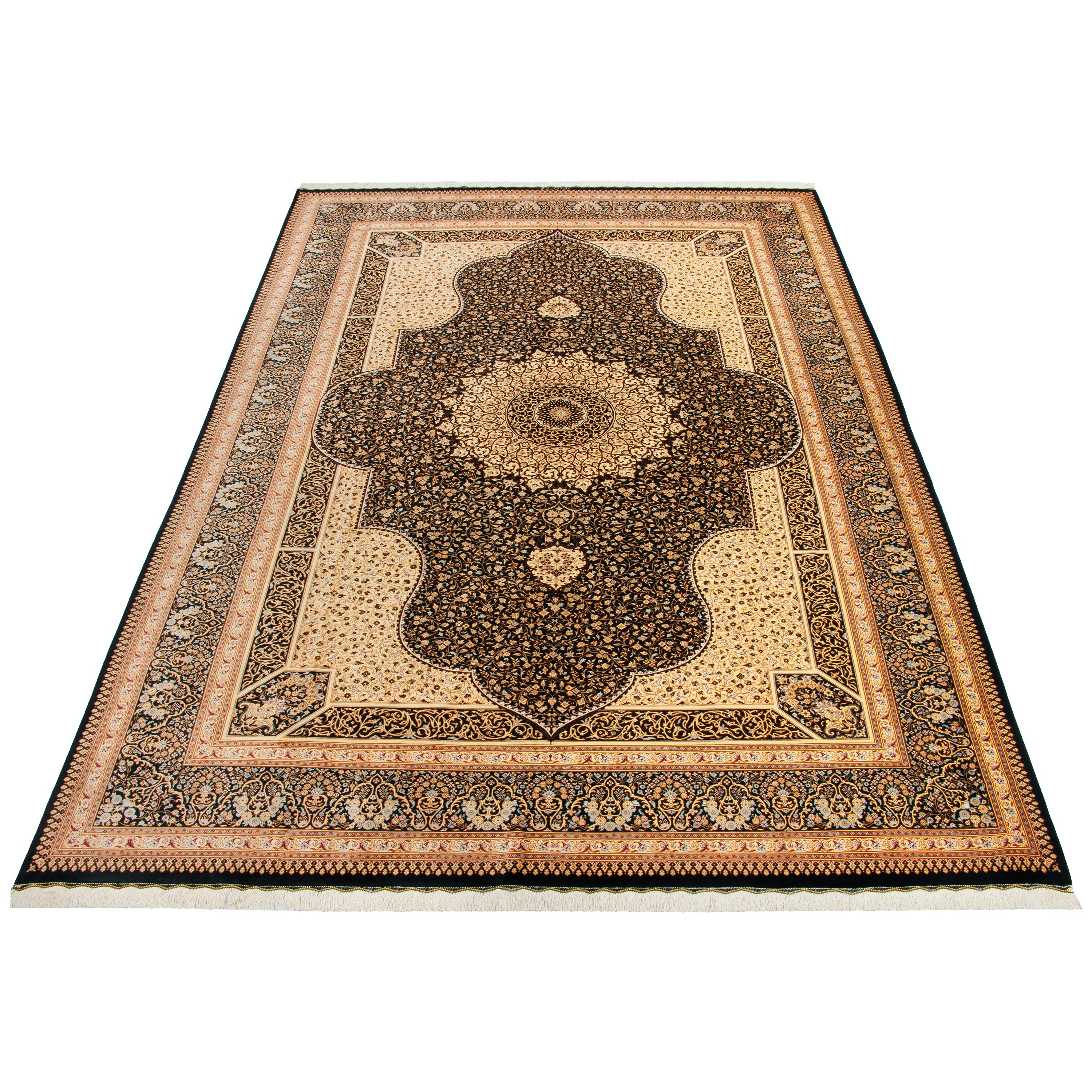Qom Handmade Carpet — Lachak Toranj | Full Silk | 240 × 348 cm | SKU 10800817