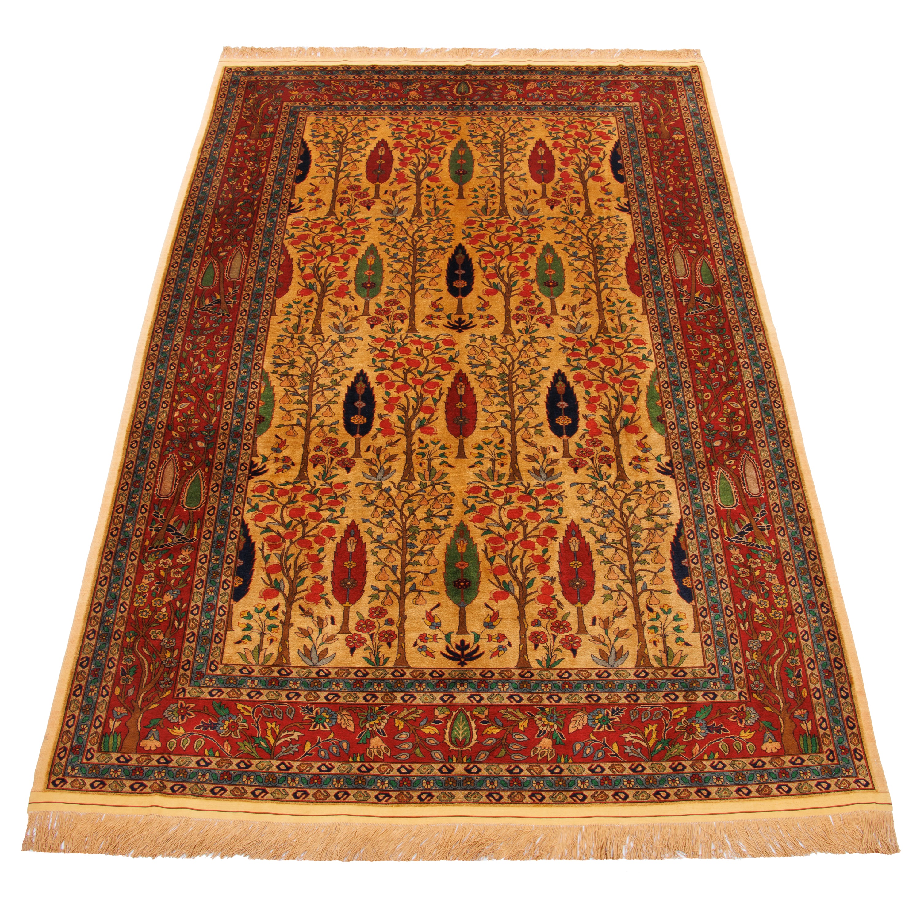 سجادة سرخس يدوية — ساراسار | حرير كامل | 200 × 310 سم | رمز المنتج 10601079