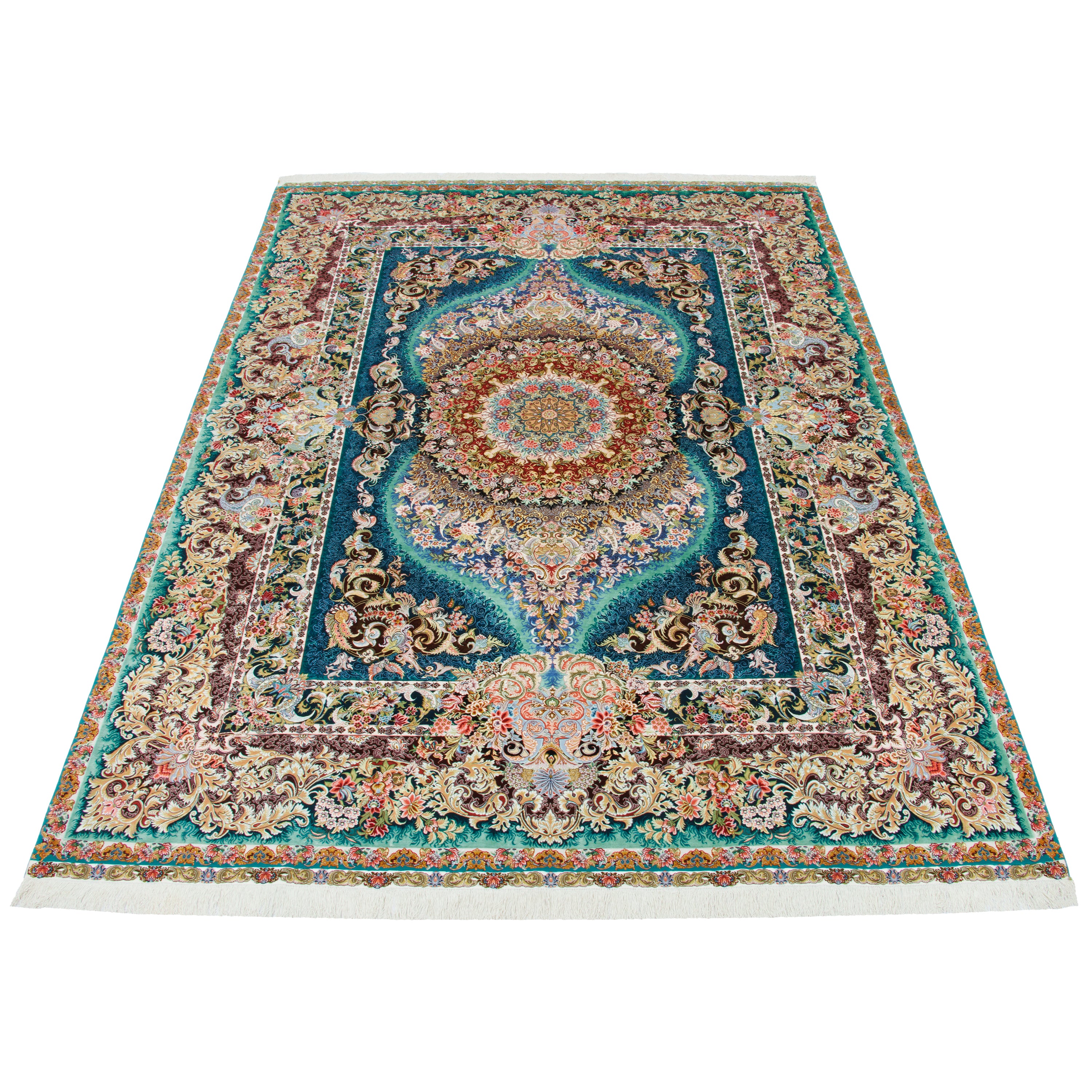 Tabriz Handmade Carpet — Lachak Toranj | Silk Pile / Silk Warp | 296 × 408 cm | SKU 11200660