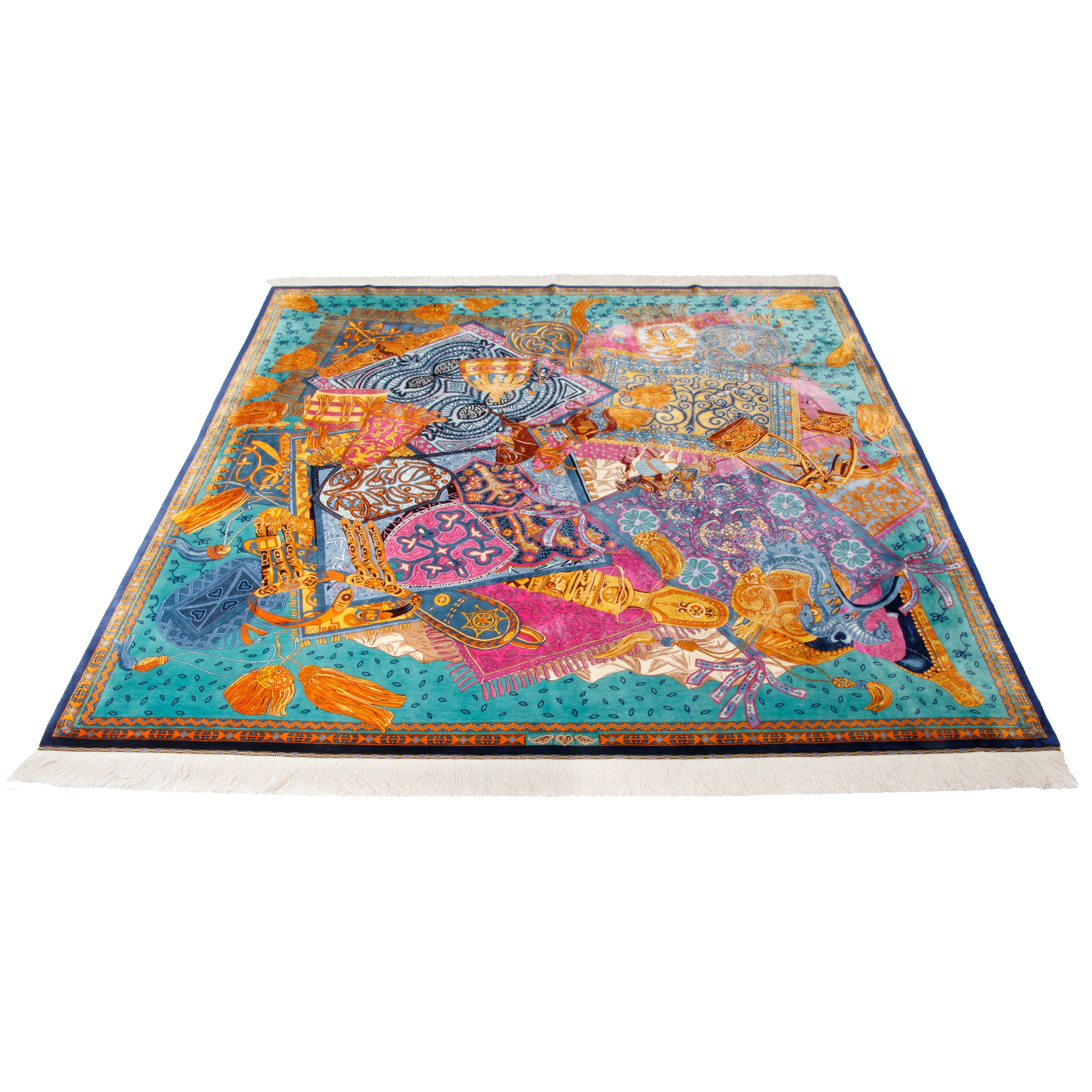 سجادة قم يدوية - ساراسار | حرير كامل | 190 × 210 سم | SKU 10300546