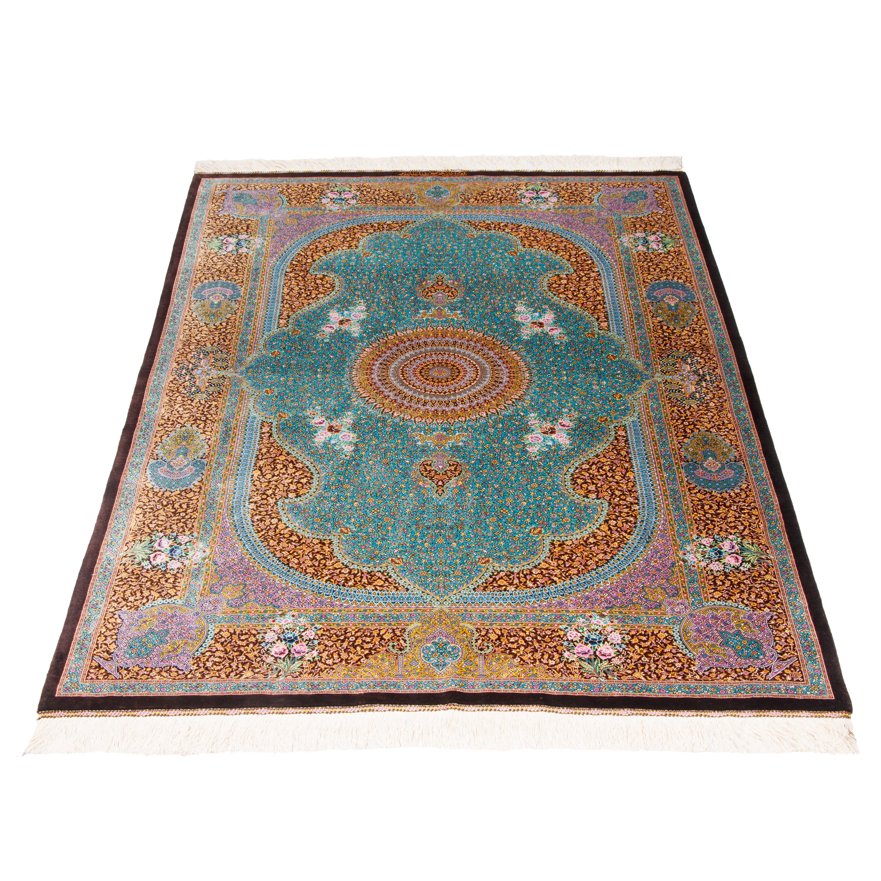 Qom Handmade Carpet — Lachak Toranj | Full Silk | 129 × 198 cm | SKU 10200424