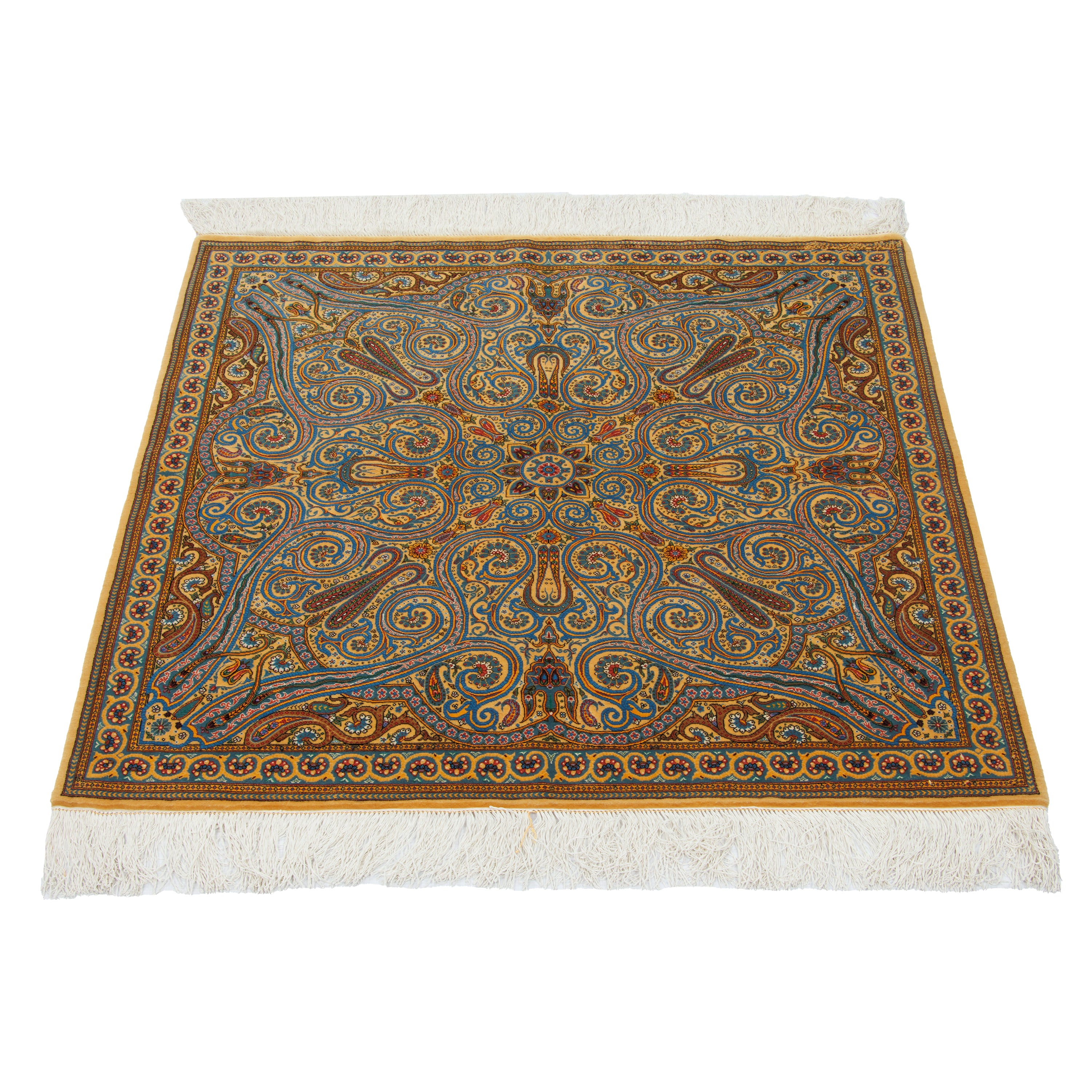 Qom Handmade Carpet — Sarasar | Full Silk | 105 × 110 cm | SKU 10101490