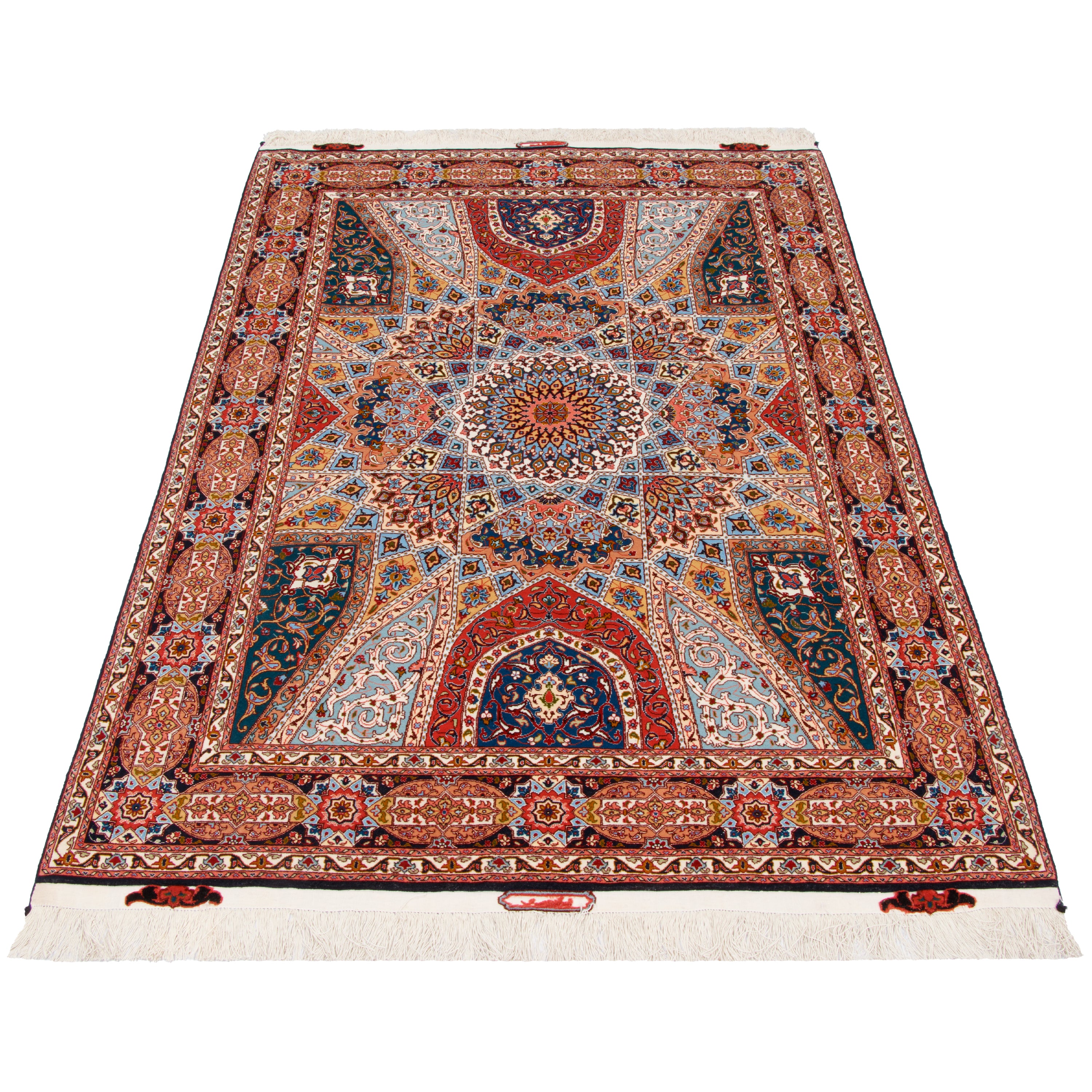 Tabriz Handmade Carpet — Gonbadi | Silk Pile / Silk Warp | 148 × 200 cm | SKU 10200528