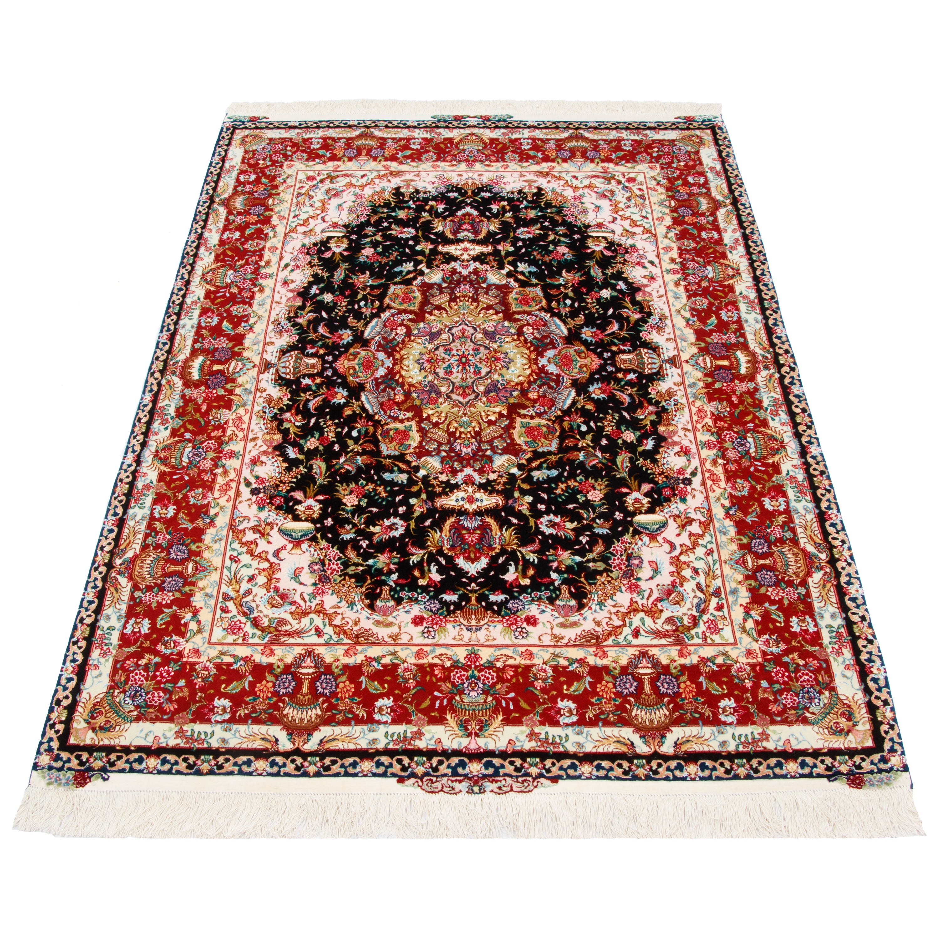 Tabriz Handmade Carpet — Lachak Toranj | Silk Pile / Silk Warp | 146 × 205 cm | SKU 10300503