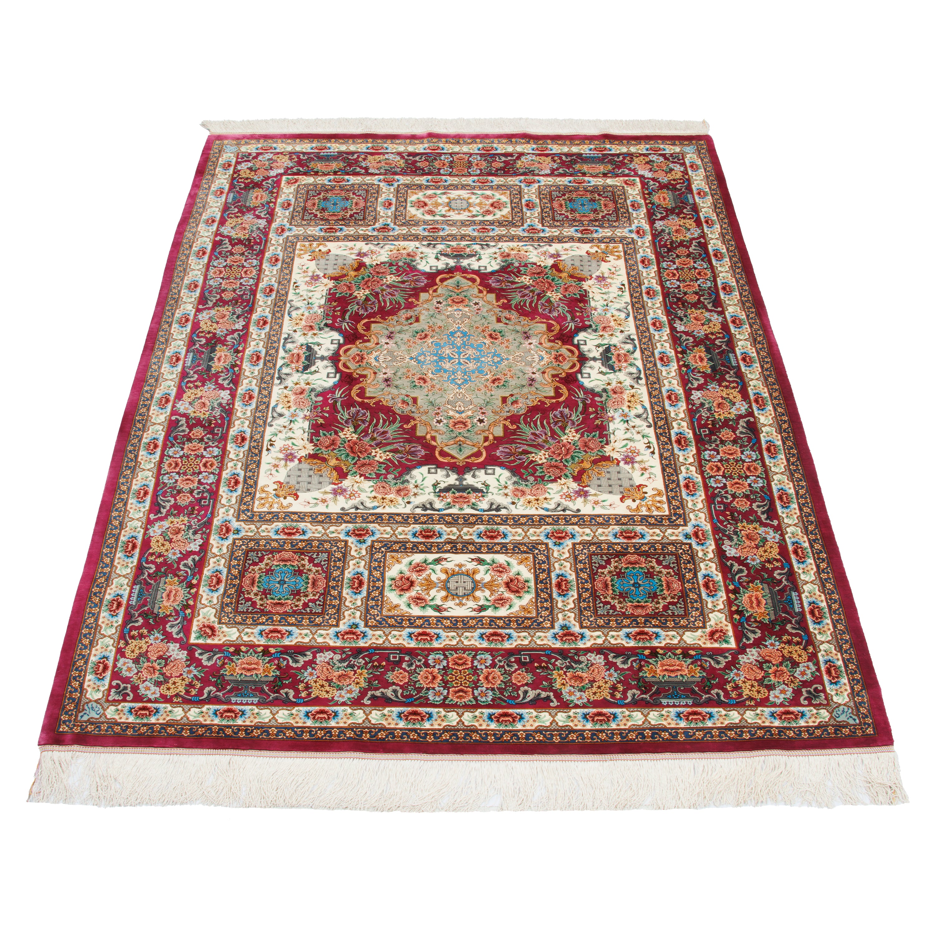 Qom Handmade Carpet — Toranj-dar | Full Silk | 145 × 220 cm | SKU 10301472