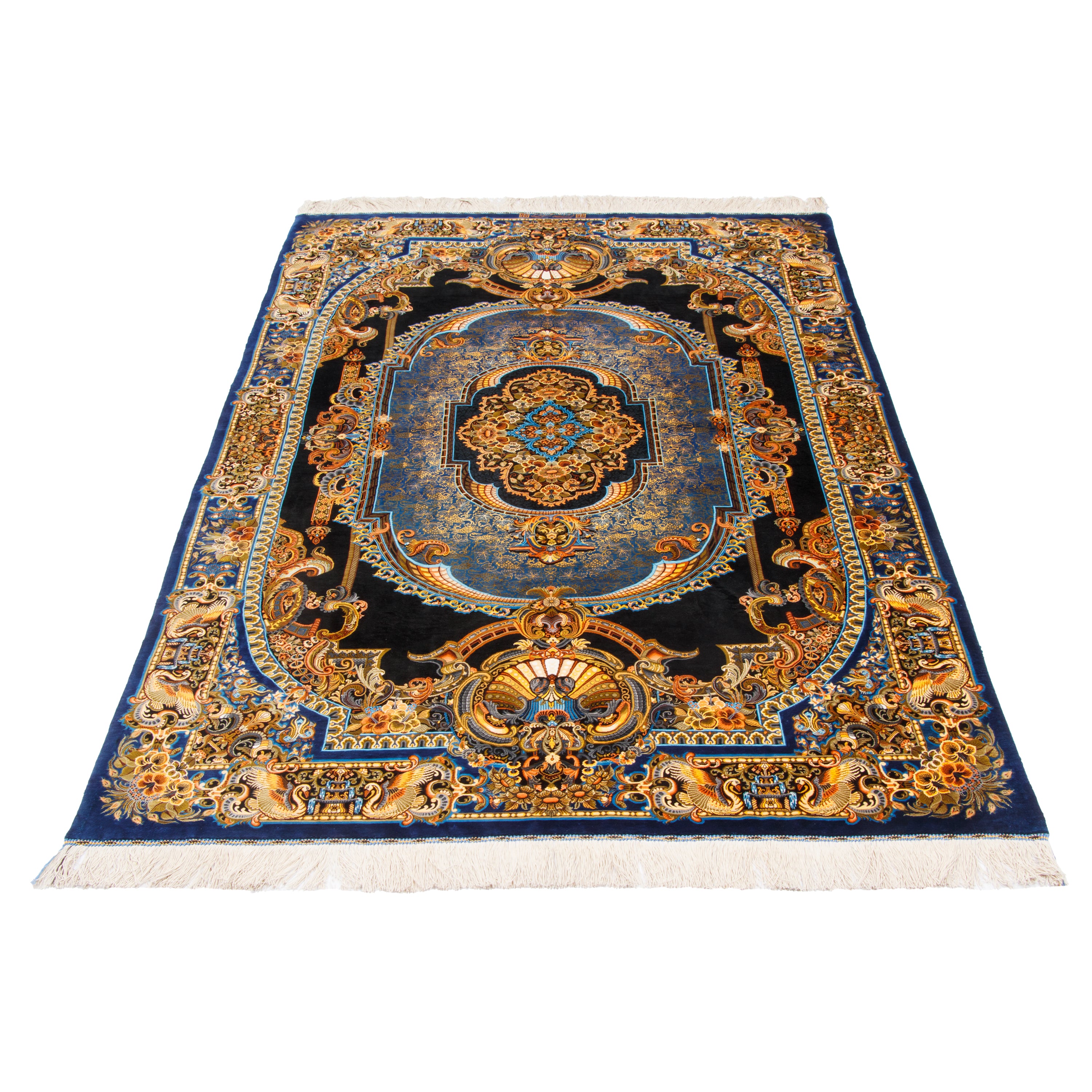 Qom Handmade Carpet — Lachak Toranj | Full Silk | 135 × 208 cm | SKU 10200440