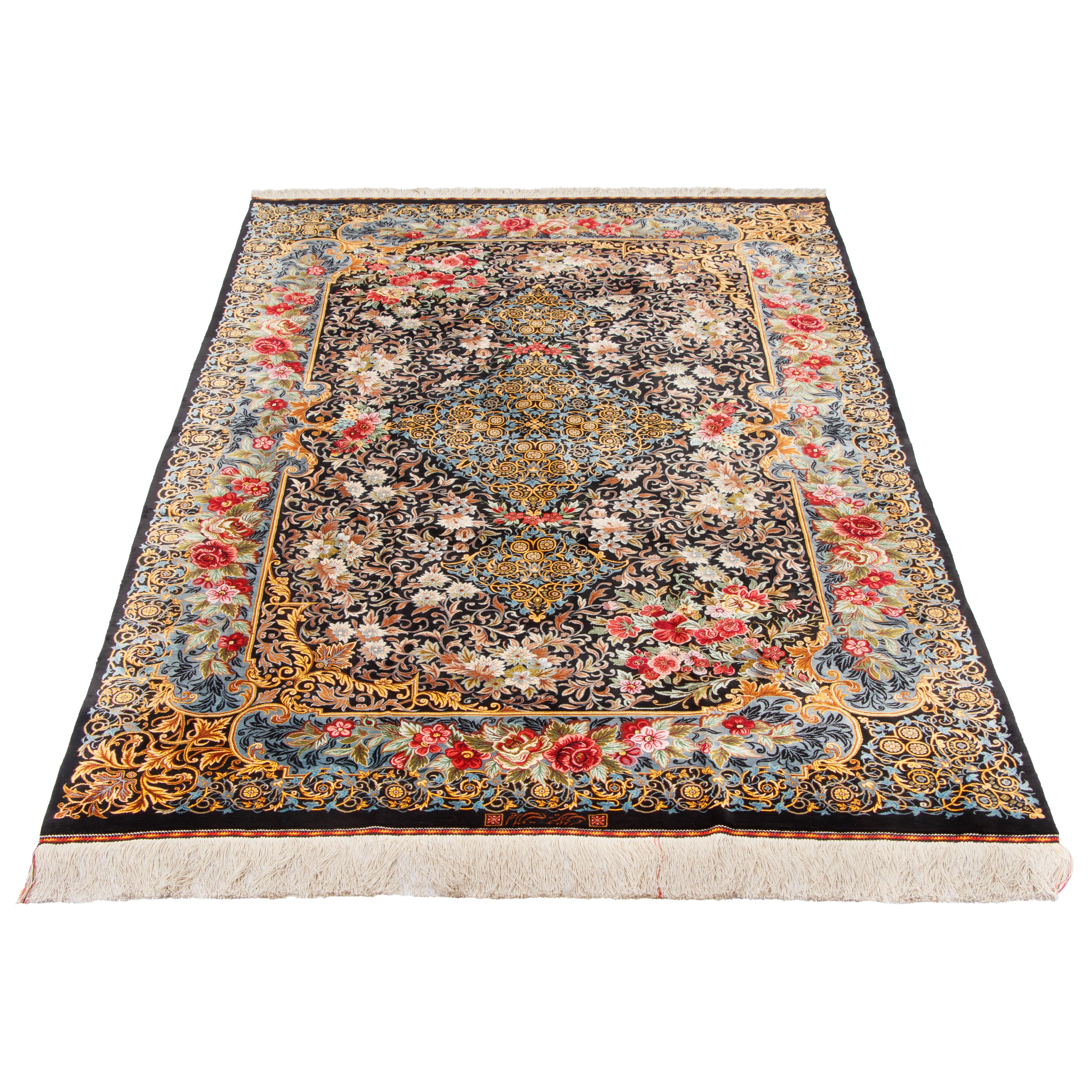Qom Handmade Carpet — Lachak Toranj | Full Silk | 135 × 205 cm | SKU 10200446