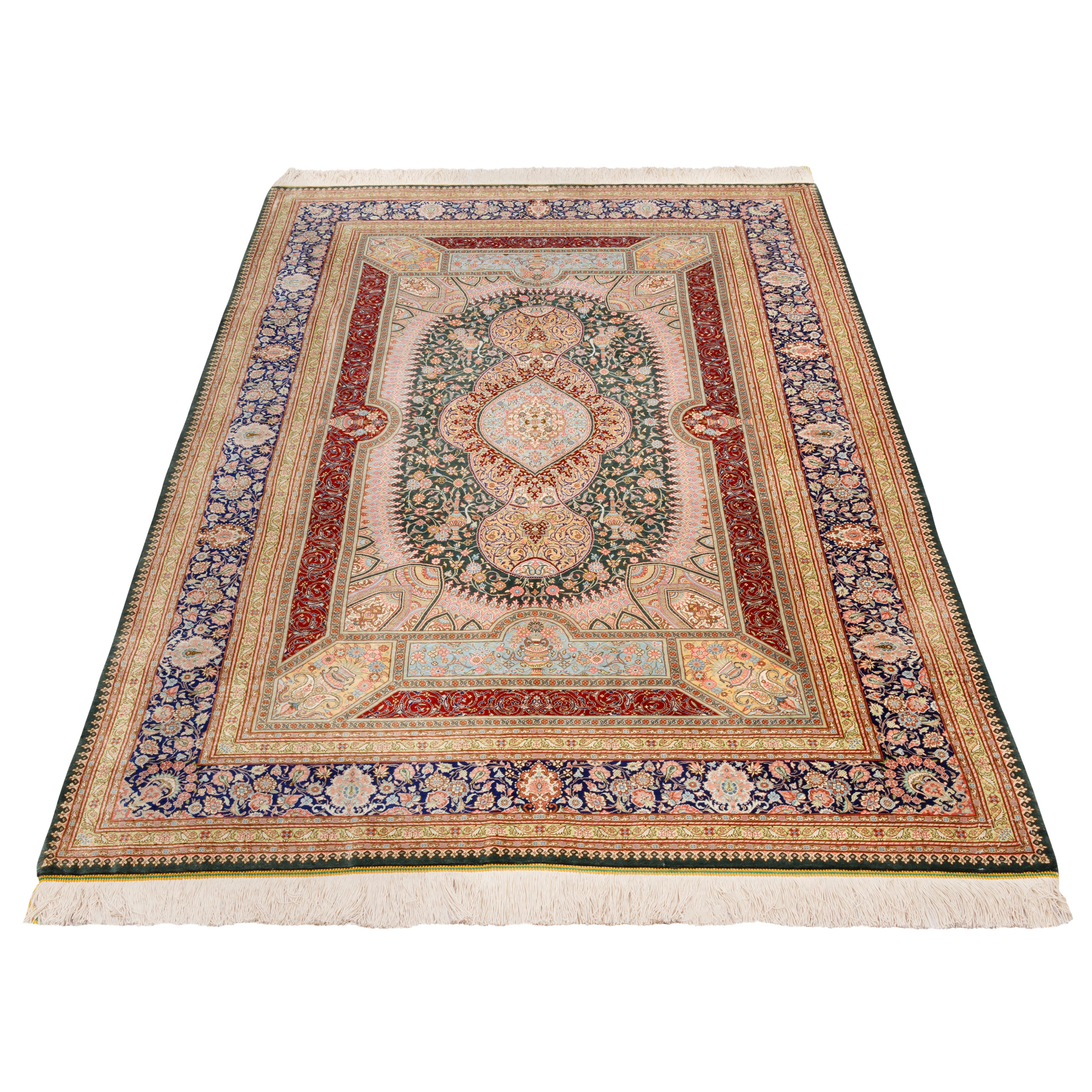 Qom Handmade Carpet — Lachak Toranj | Full Silk | 135 × 210 cm | SKU 10200387