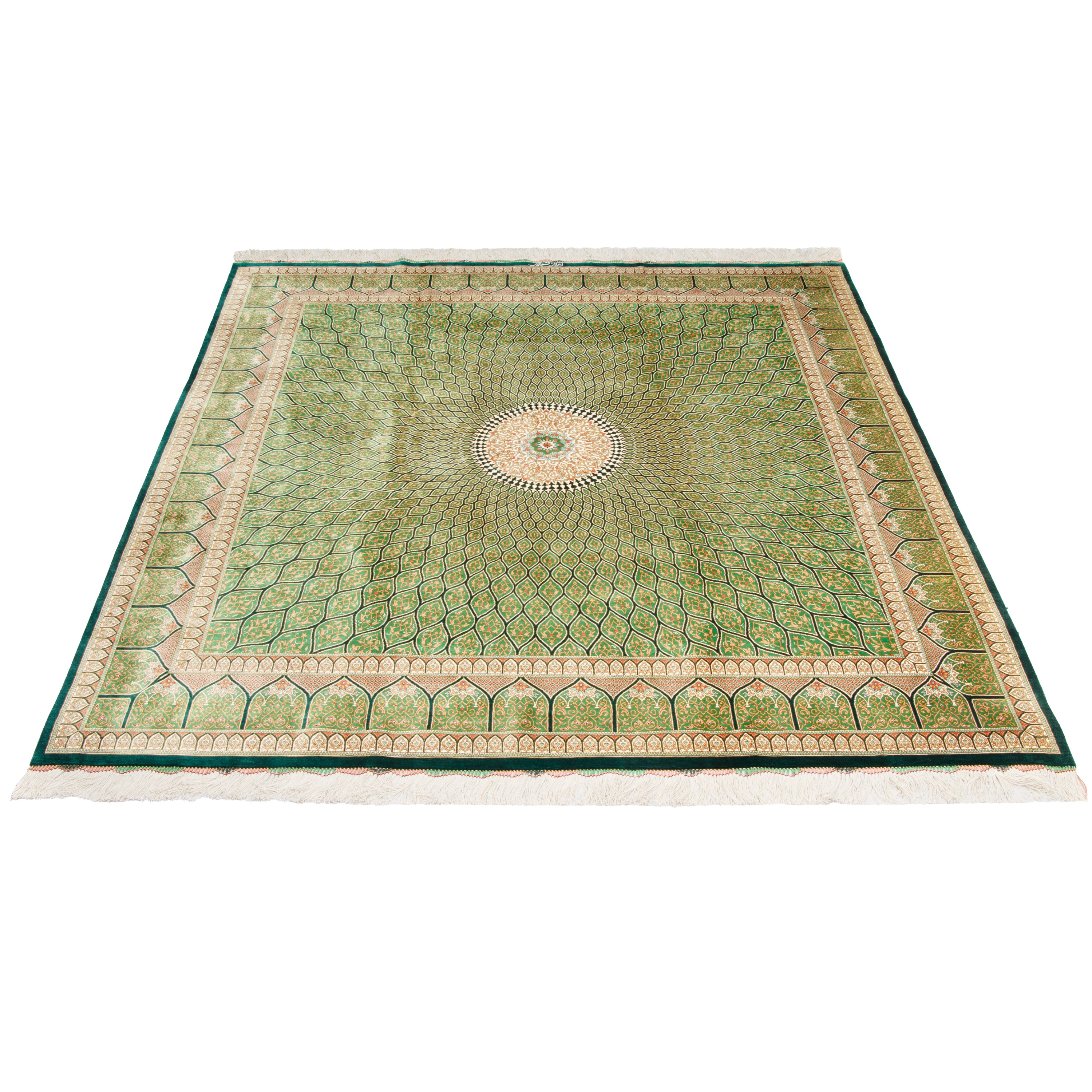 Qom Handmade Carpet — Gonbadi | Full Silk | 200 × 200 cm | SKU 10400547