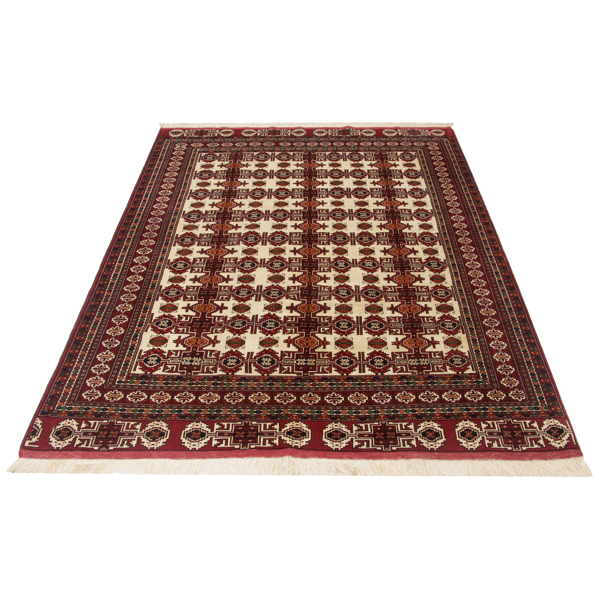 Torkaman Handmade Carpet, Allover, Wool, Ivory, 210 × 285 cm — 1016720
