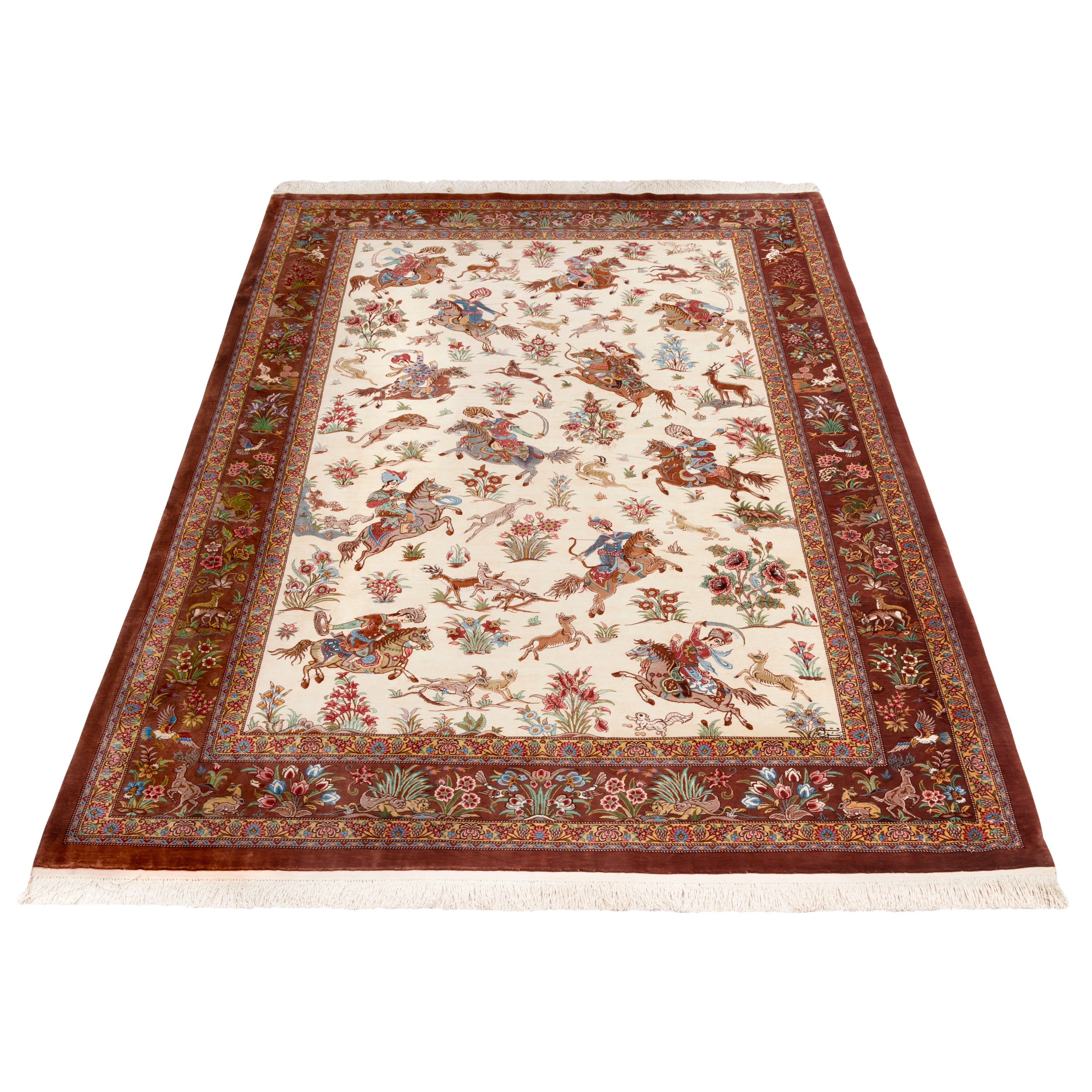 Qom Handmade Carpet — Sarasar | Full Silk | 128 × 205 cm | SKU 10200390