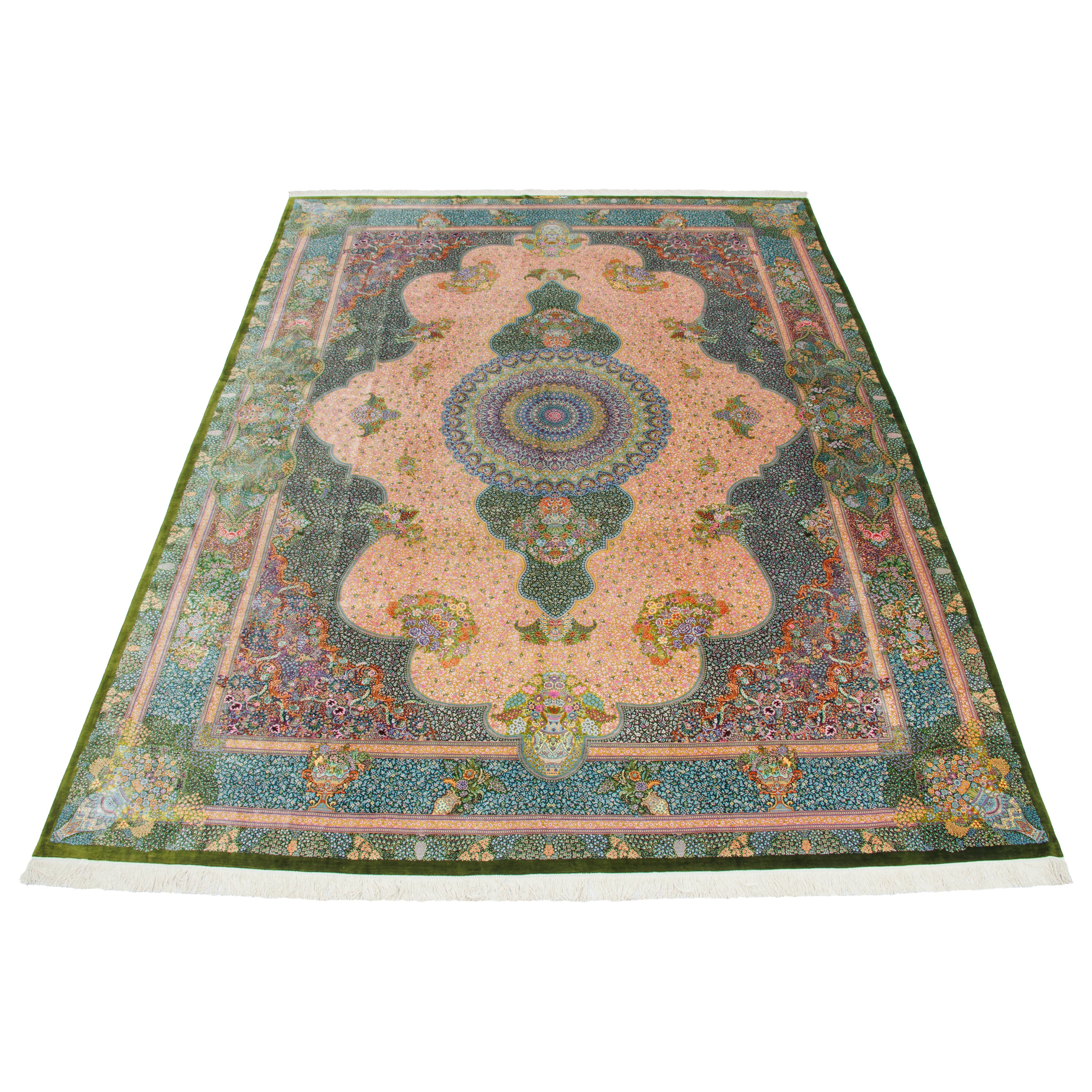 Qom Handmade Carpet — Lachak Toranj | Full Silk | 298 × 395 cm | SKU 11100642