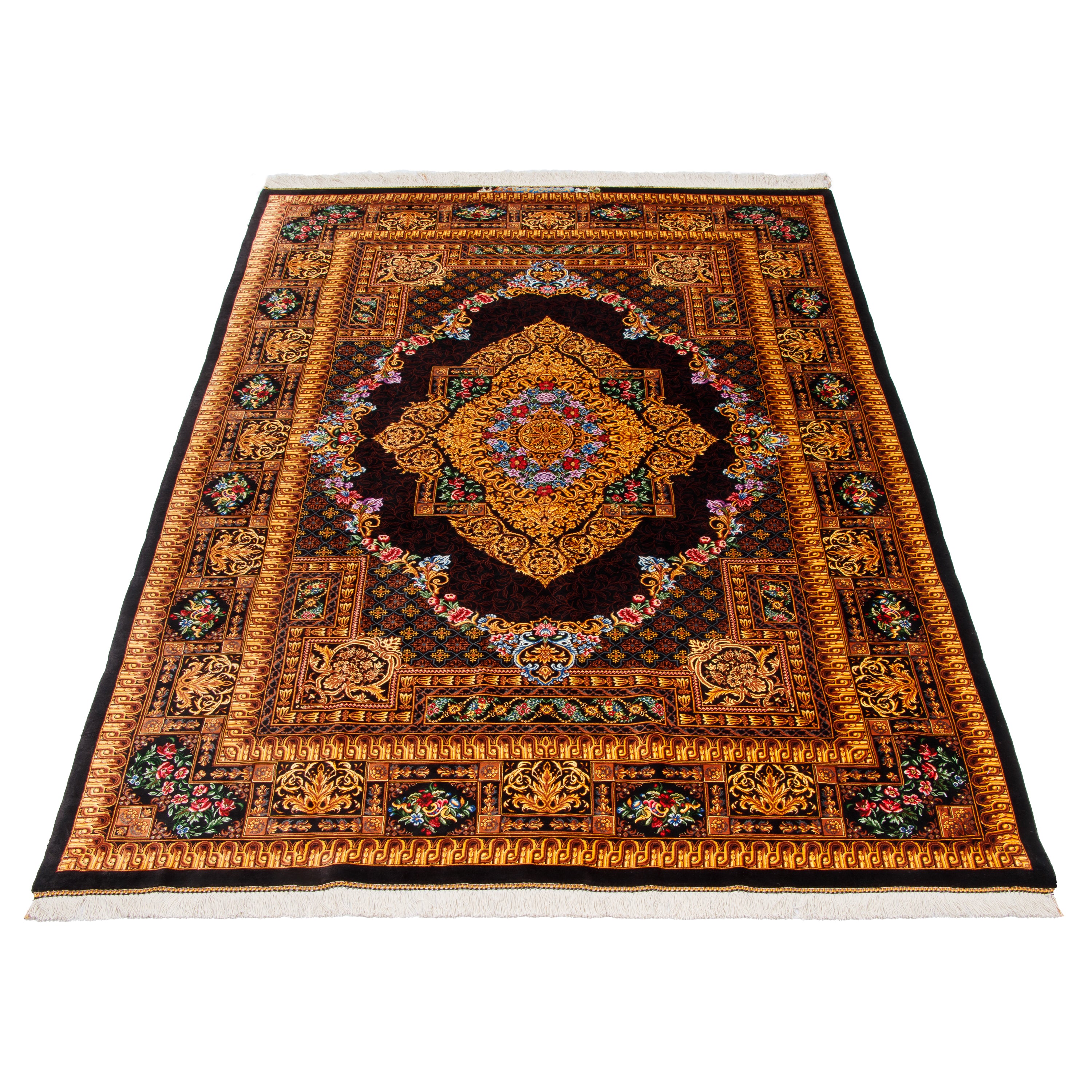 Qom Handmade Carpet — Lachak Toranj | Full Silk | 137 × 201 cm | SKU 10200428